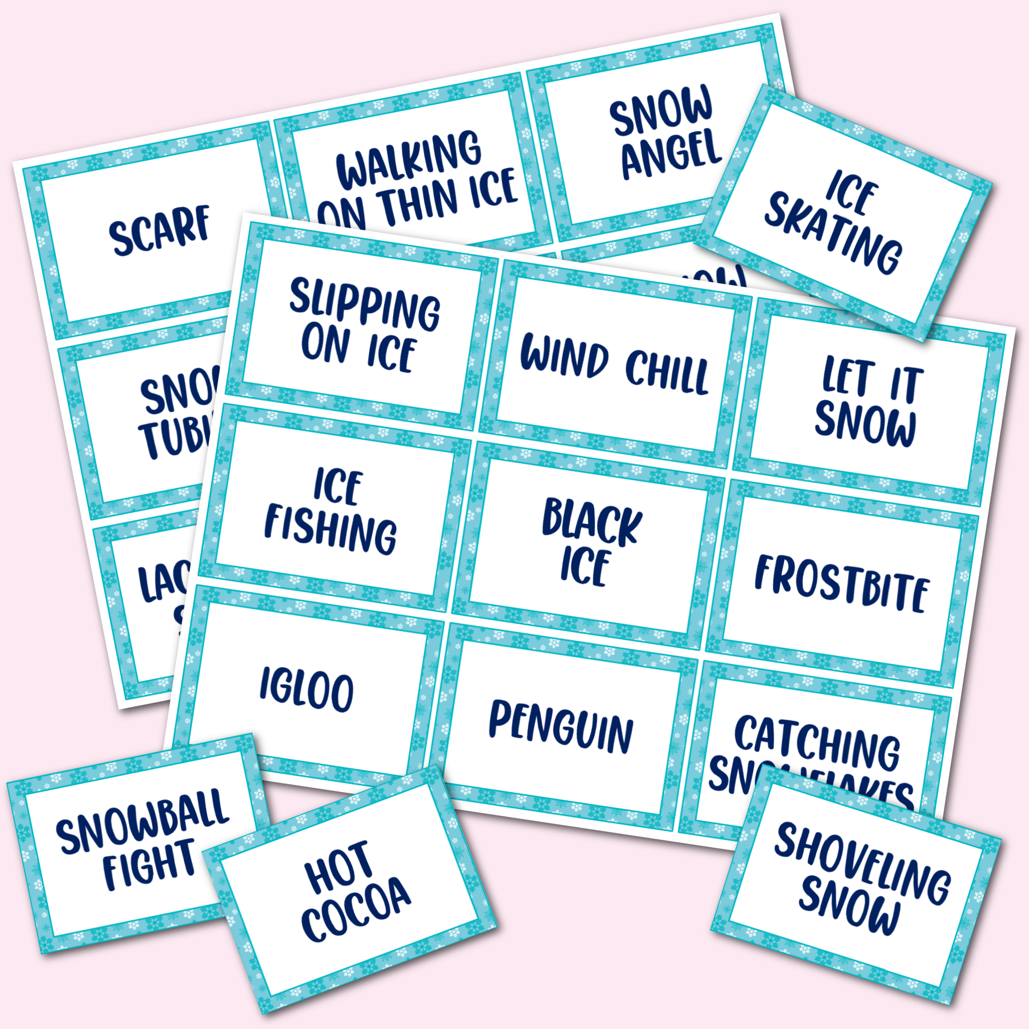 Winter Game Cards For Charades Pictionary More Kara Creates
