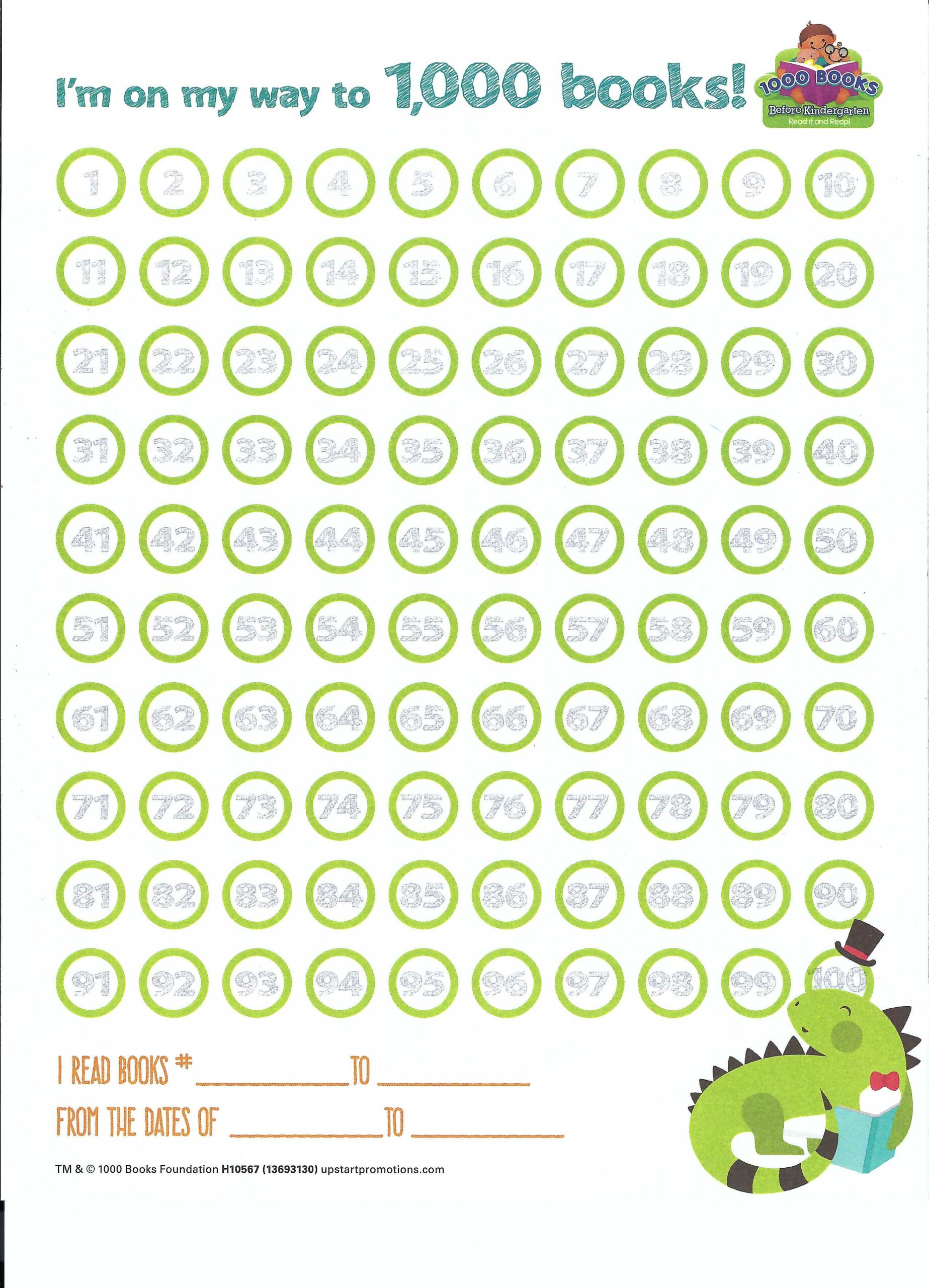 1000 Books Before Kindergarten Printables