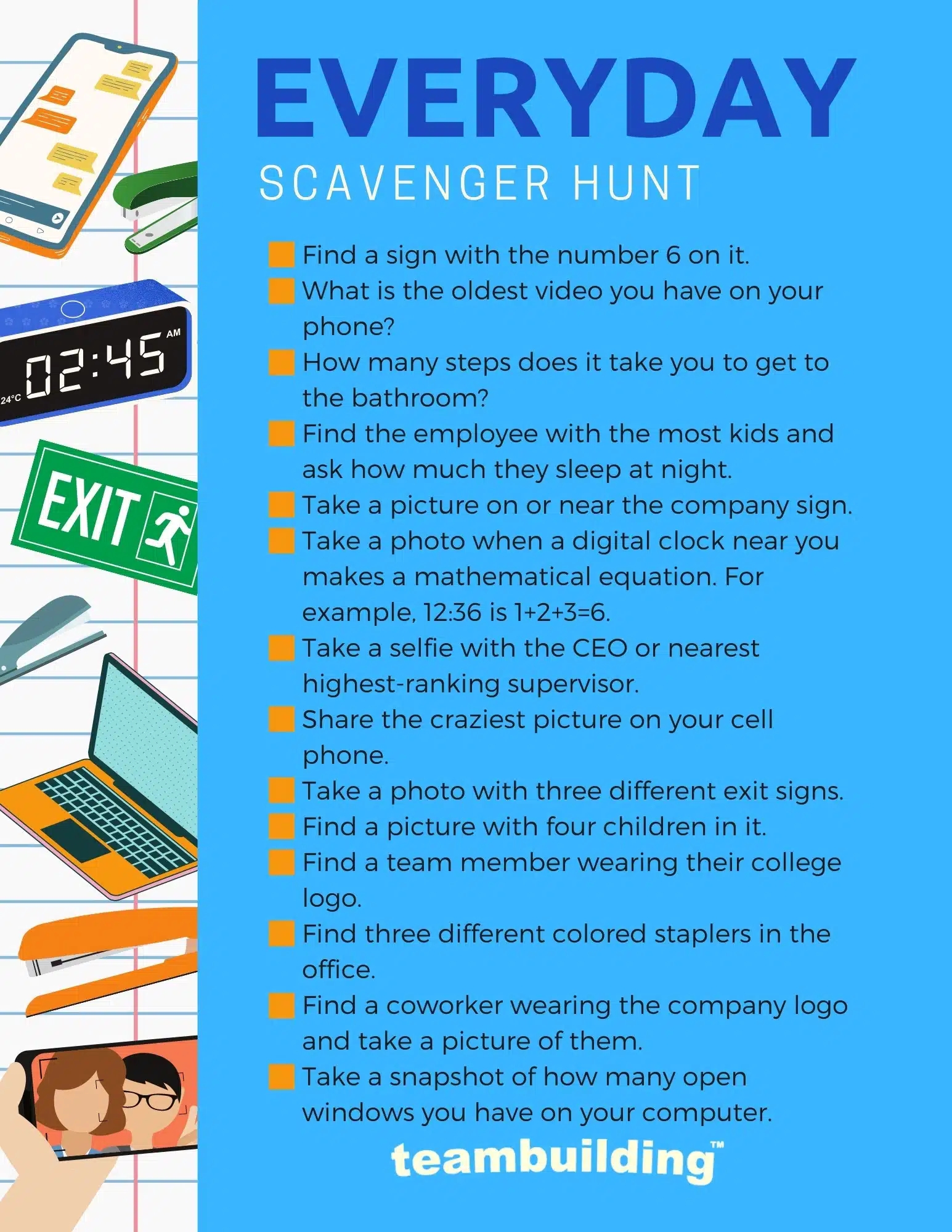 11 Fun Office Scavenger Hunt Ideas Templates