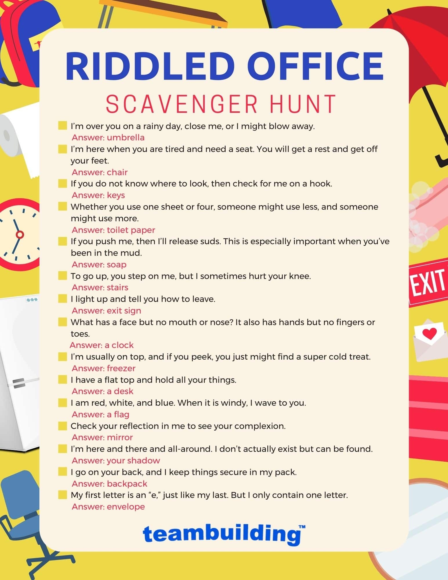 11 Fun Office Scavenger Hunt Ideas Templates