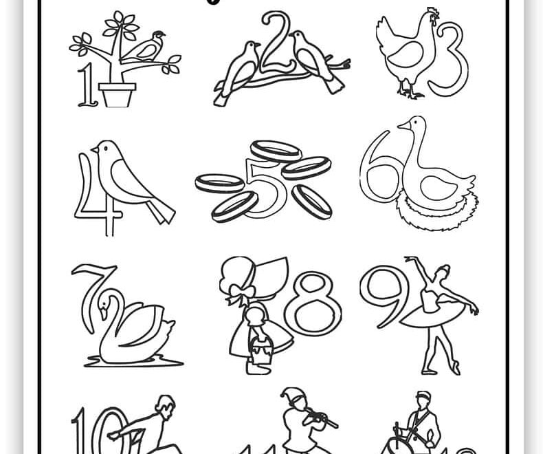 12 Days Of Christmas Coloring Pages Free PDF Printables Simply Love Coloring