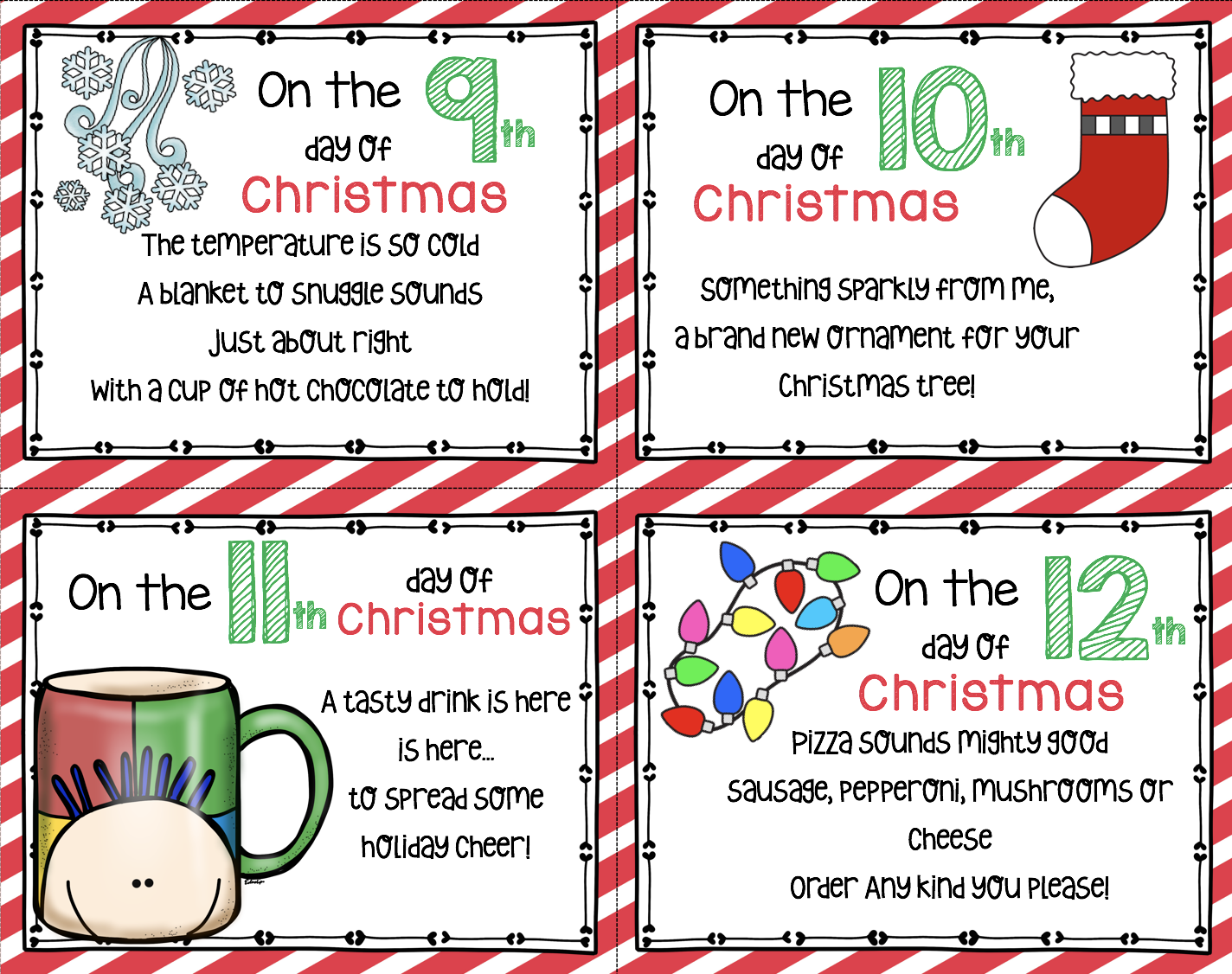 12 Days Of Christmas FREE Cards Keeping My Kiddo Busy