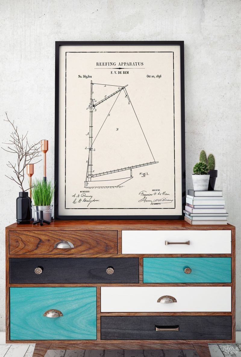 12 Free Nautical Wall Art Printables Vintage Patent Art The Navage Patch