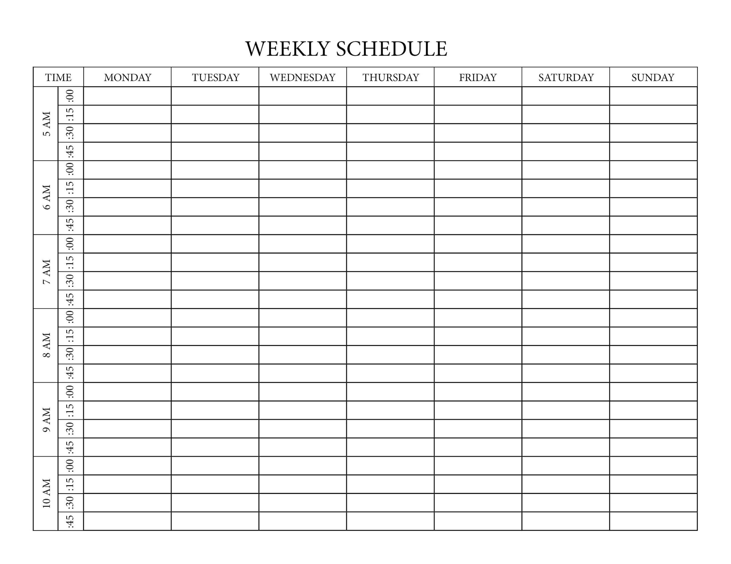 15 Minute Untimed Printable Weekly Planner Landscape Weekly Schedule Sunday monday Start A4 Tabloid Letter Sized Etsy UK