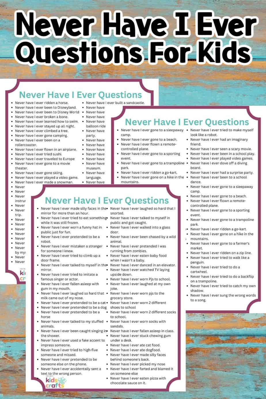 Never Have I Ever Printable Cards