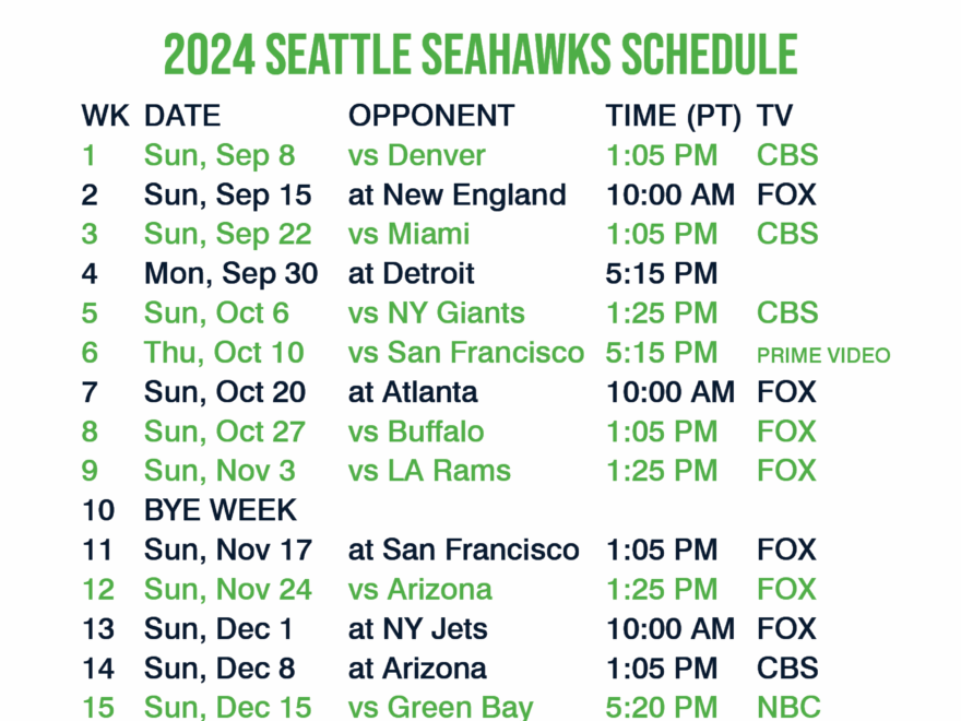 2024 2025 Seattle Seahawks Lock Screen Schedule For IPhone 6 7 8 Plus