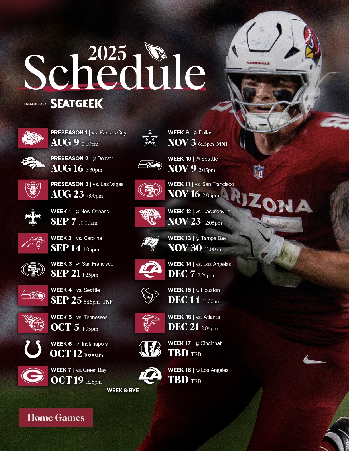 2025 Arizona Cardinals Schedule Complete Schedule Tickets And Match up Information For 2025 NFL Season