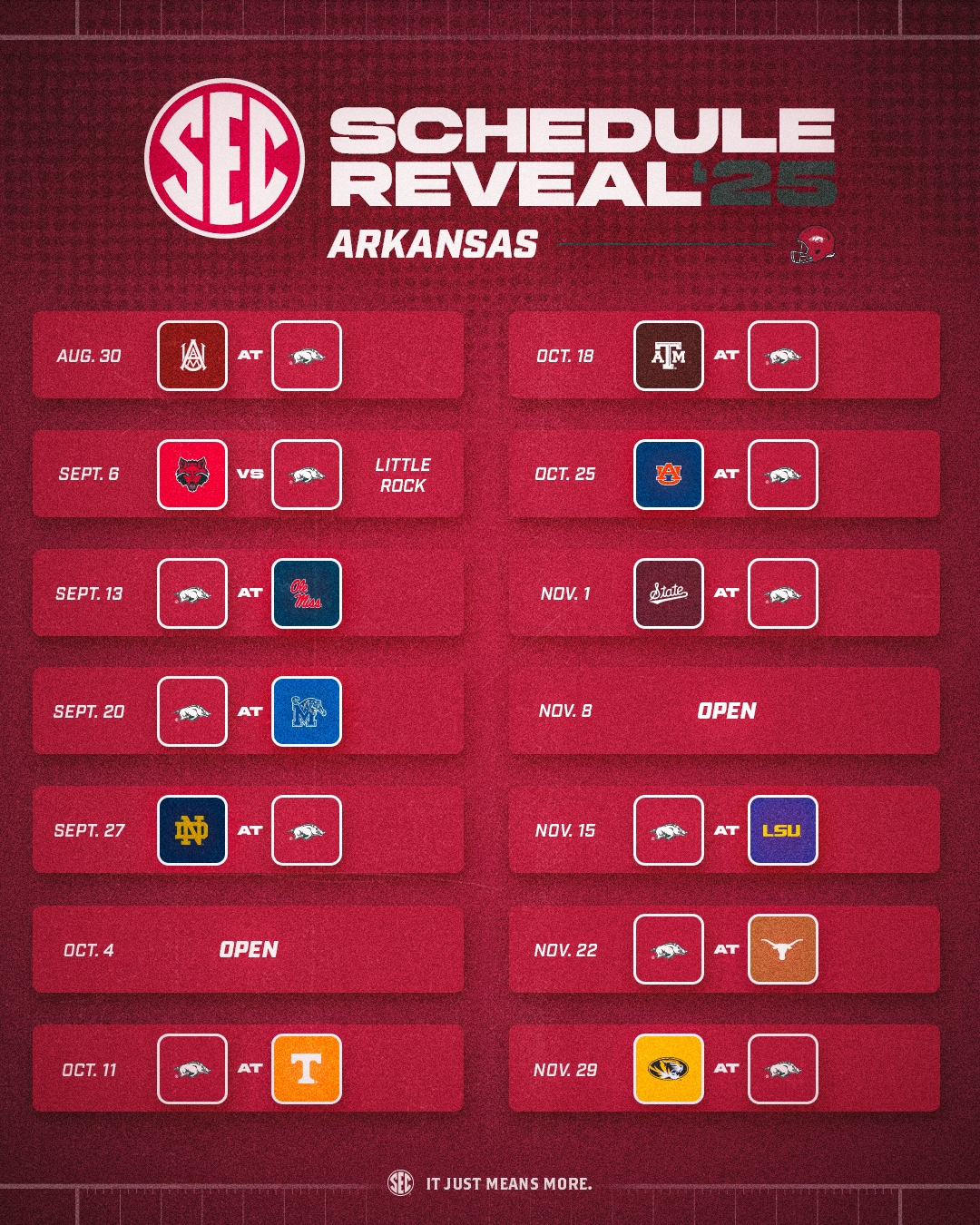 2025 Sec Football Helmet Schedule Printable