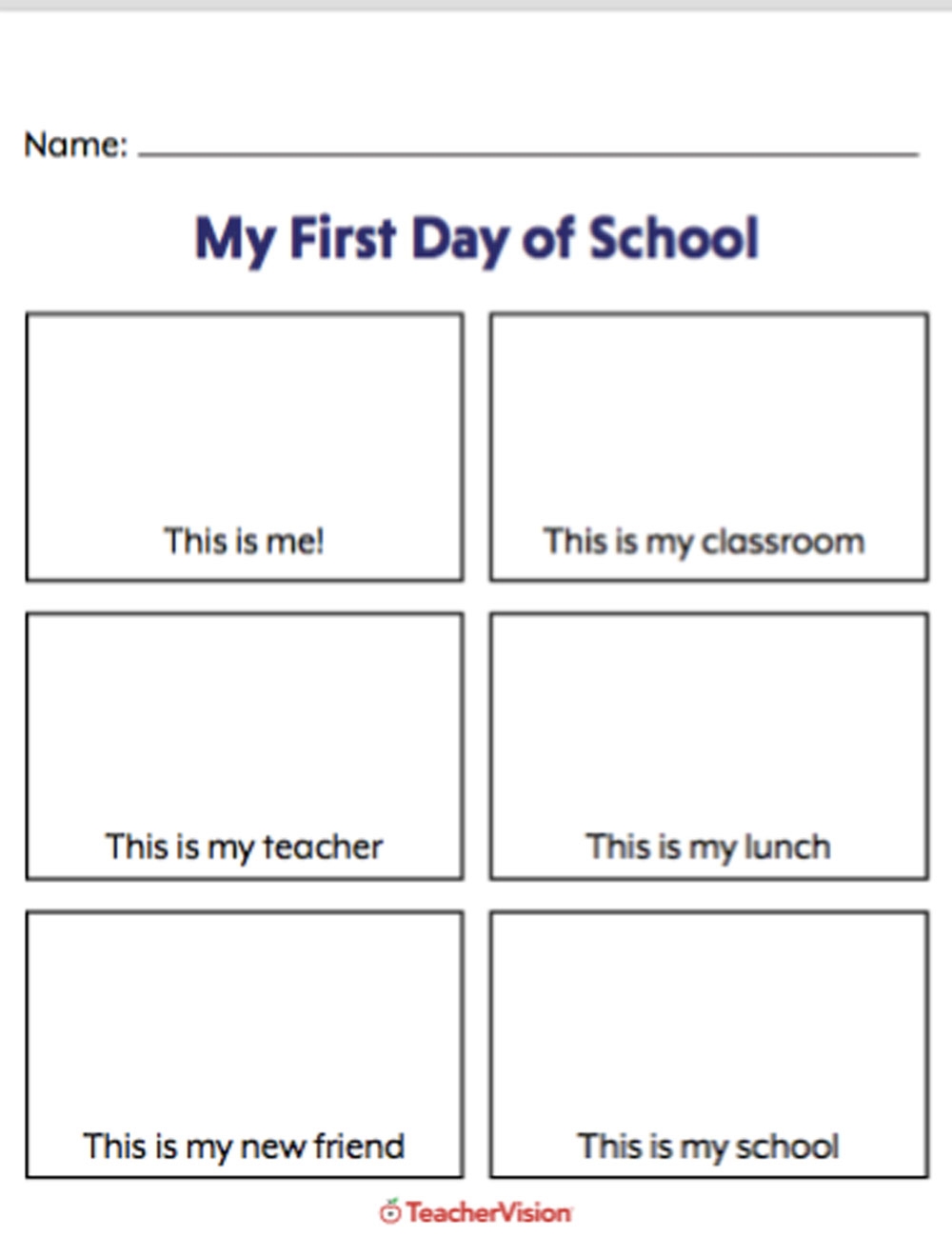 40 First Day Of School Worksheets Printables TeacherVision