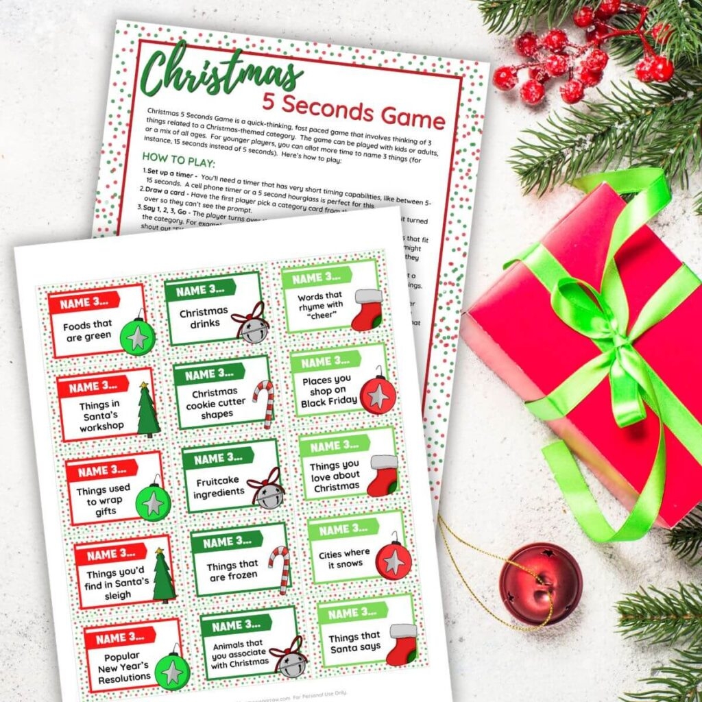 5 Seconds Christmas Game A Fast Paced Fun Party Game The Savvy Sparrow
