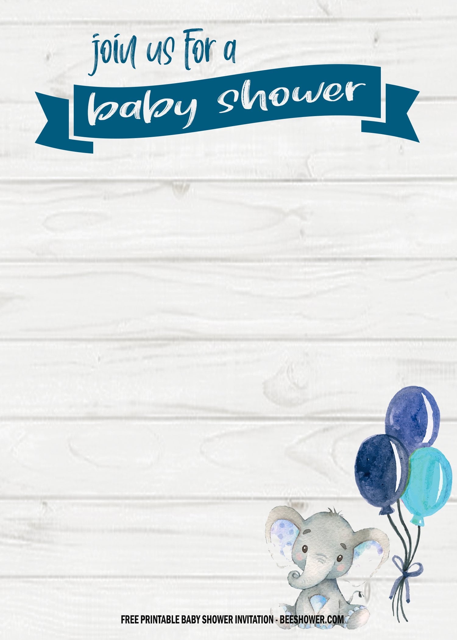 Printable Elephant Baby Shower Invitations