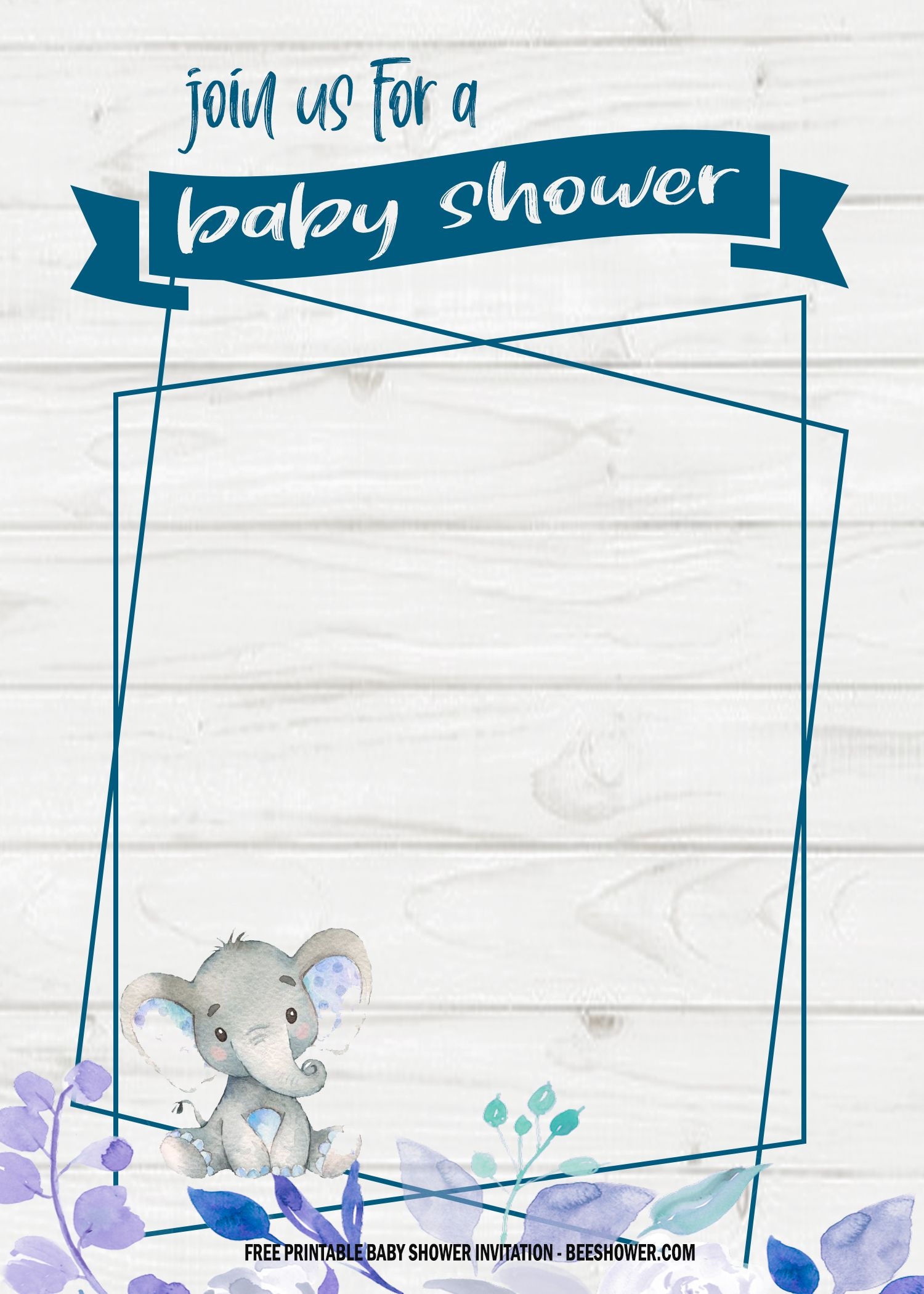 6 FREE Blue Elephant Themed Birthday And Baby Shower Invitation Templates