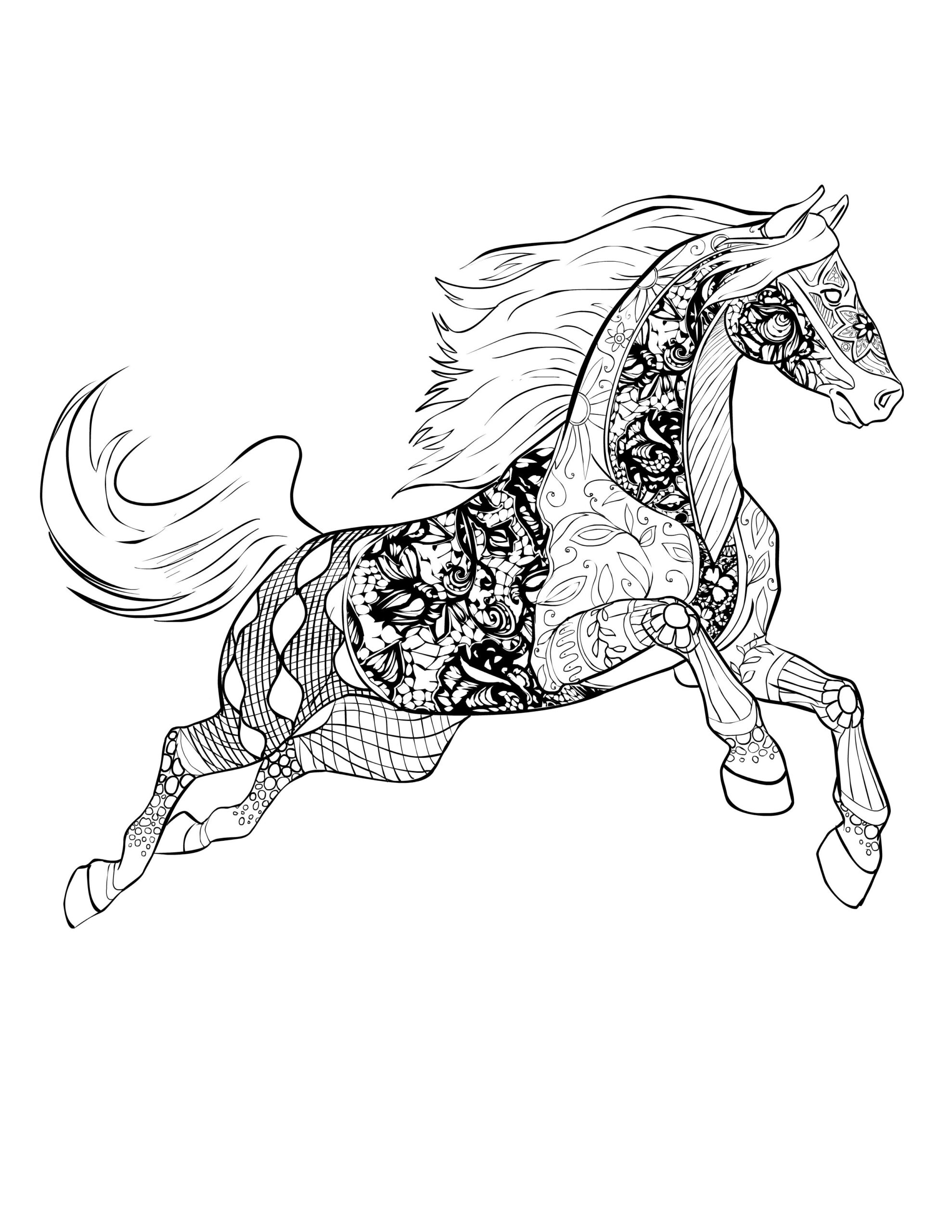 Realistic Horse Adult Printable Coloring Pages