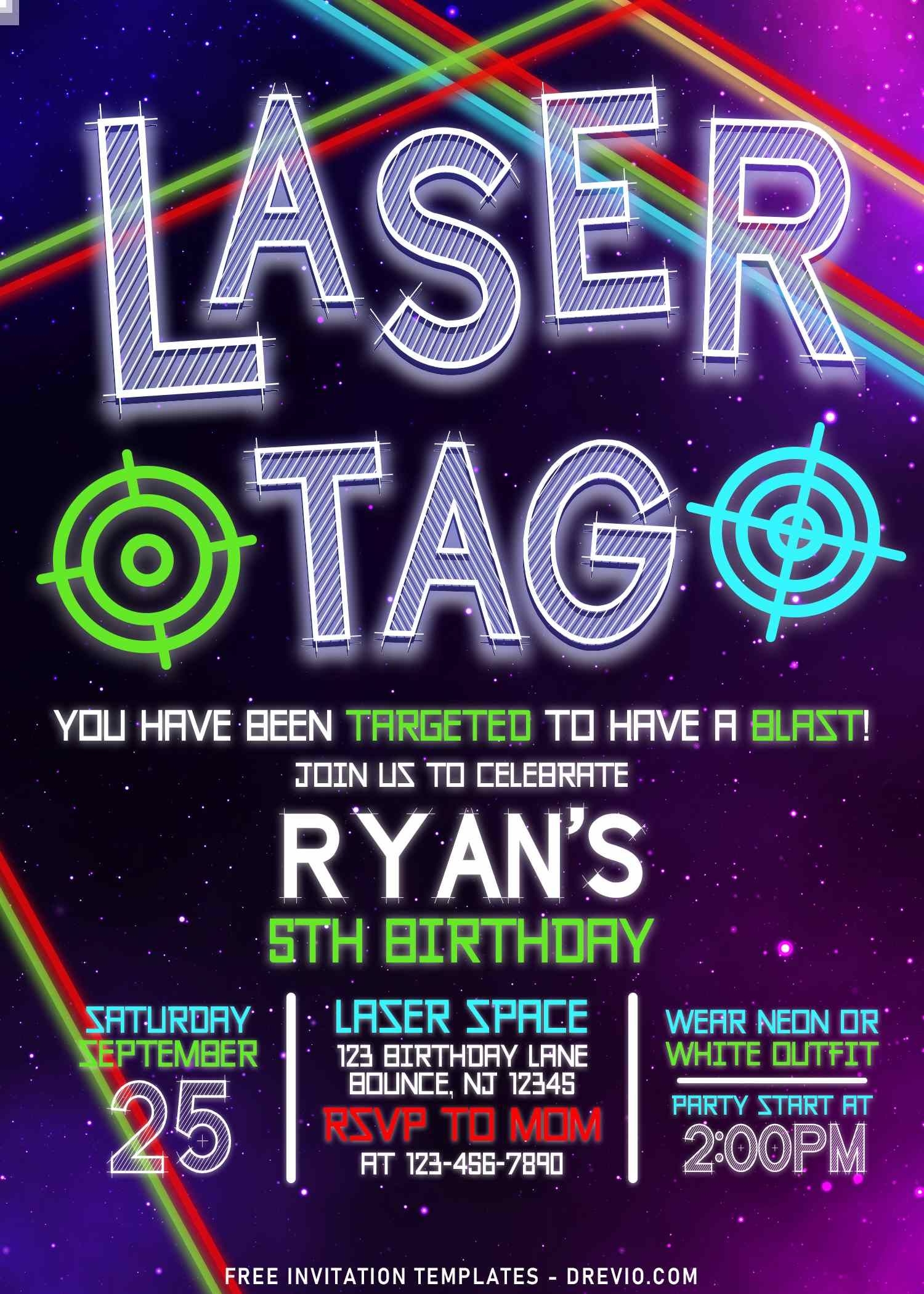 8 Awesome Laser Tag Birthday Invitation Templates For Boys Worksheets Library