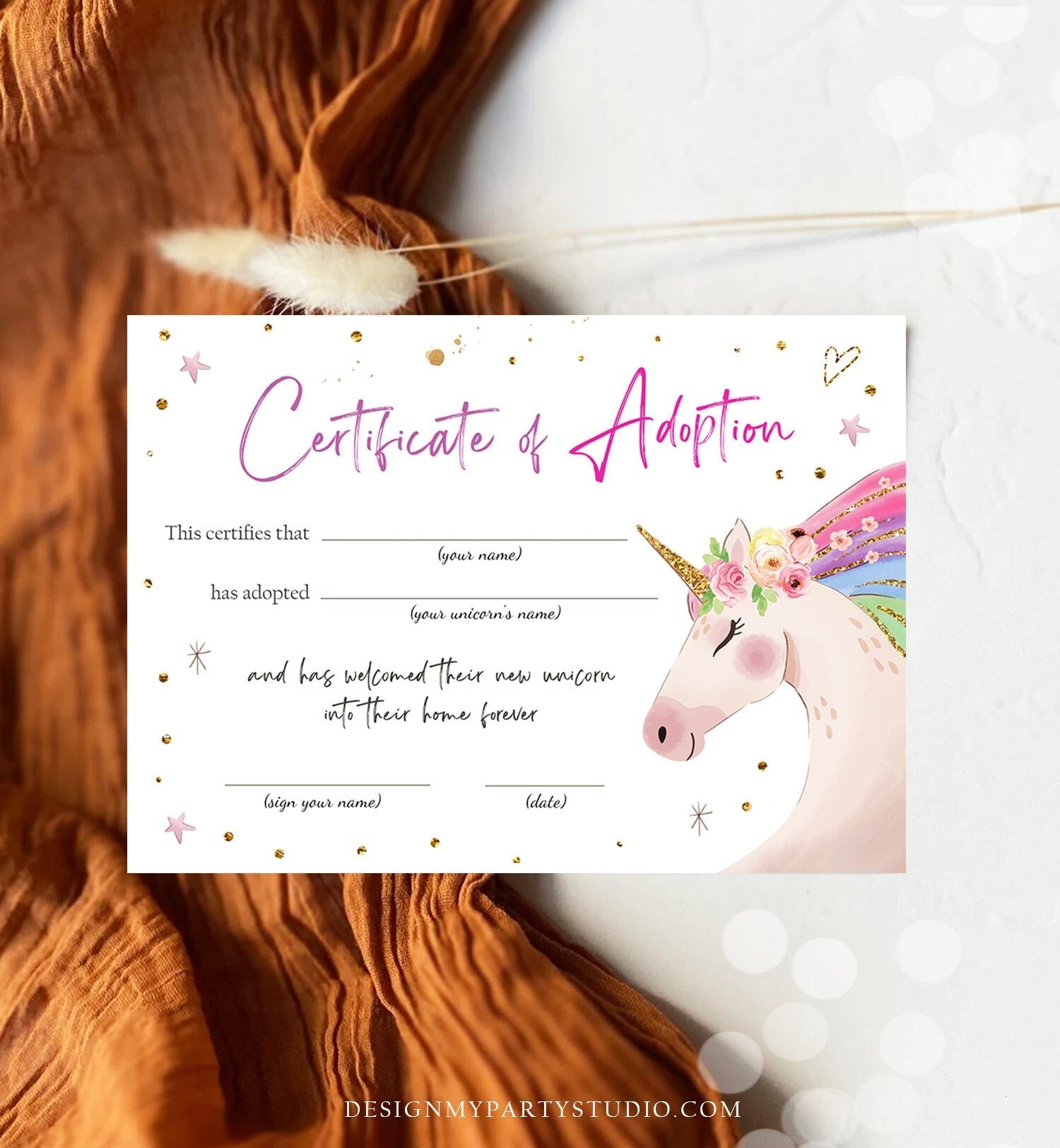 Adopt A Unicorn Certificate Unicorn Adoption Unicorn Birthday Worksheets Library