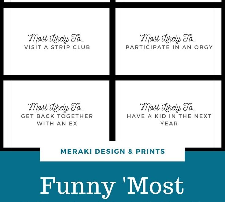 Adults Only Most Likely To Printable Cards Party Game 40 Cards