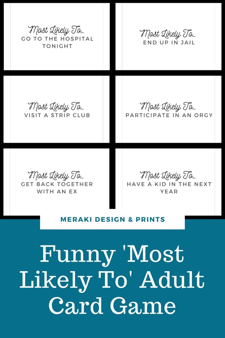 Adults Only Most Likely To Printable Cards Party Game 40 Cards