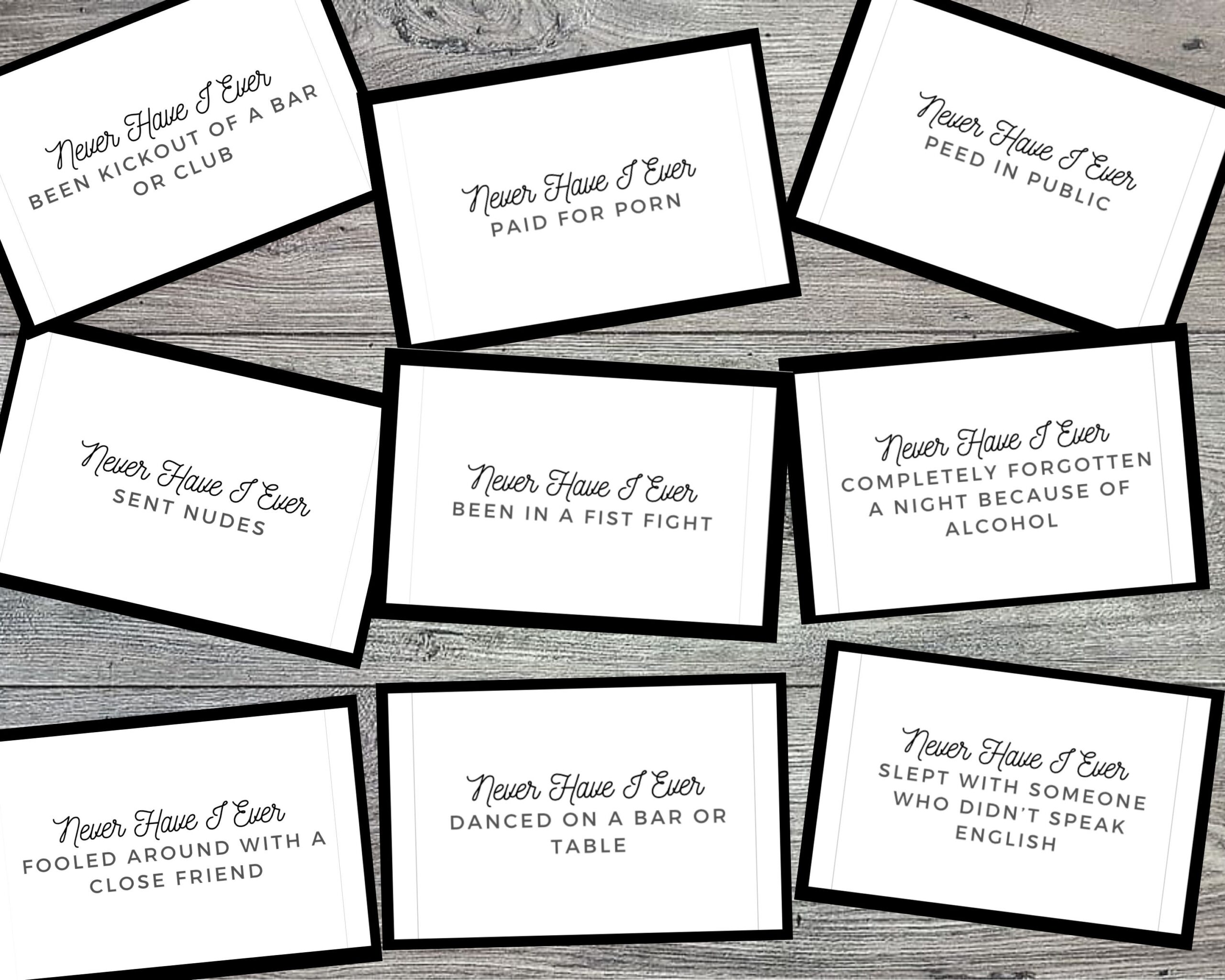 Adults Only Never Have I Ever Printable Party Game 80 Cards Etsy Canada
