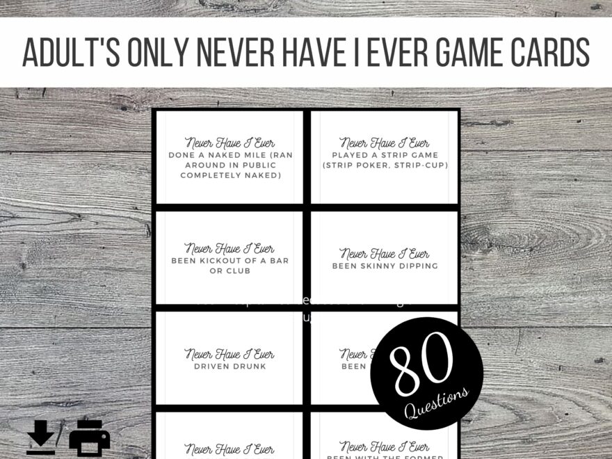 Adults Only Never Have I Ever Printable Party Game 80 Cards Etsy New Zealand