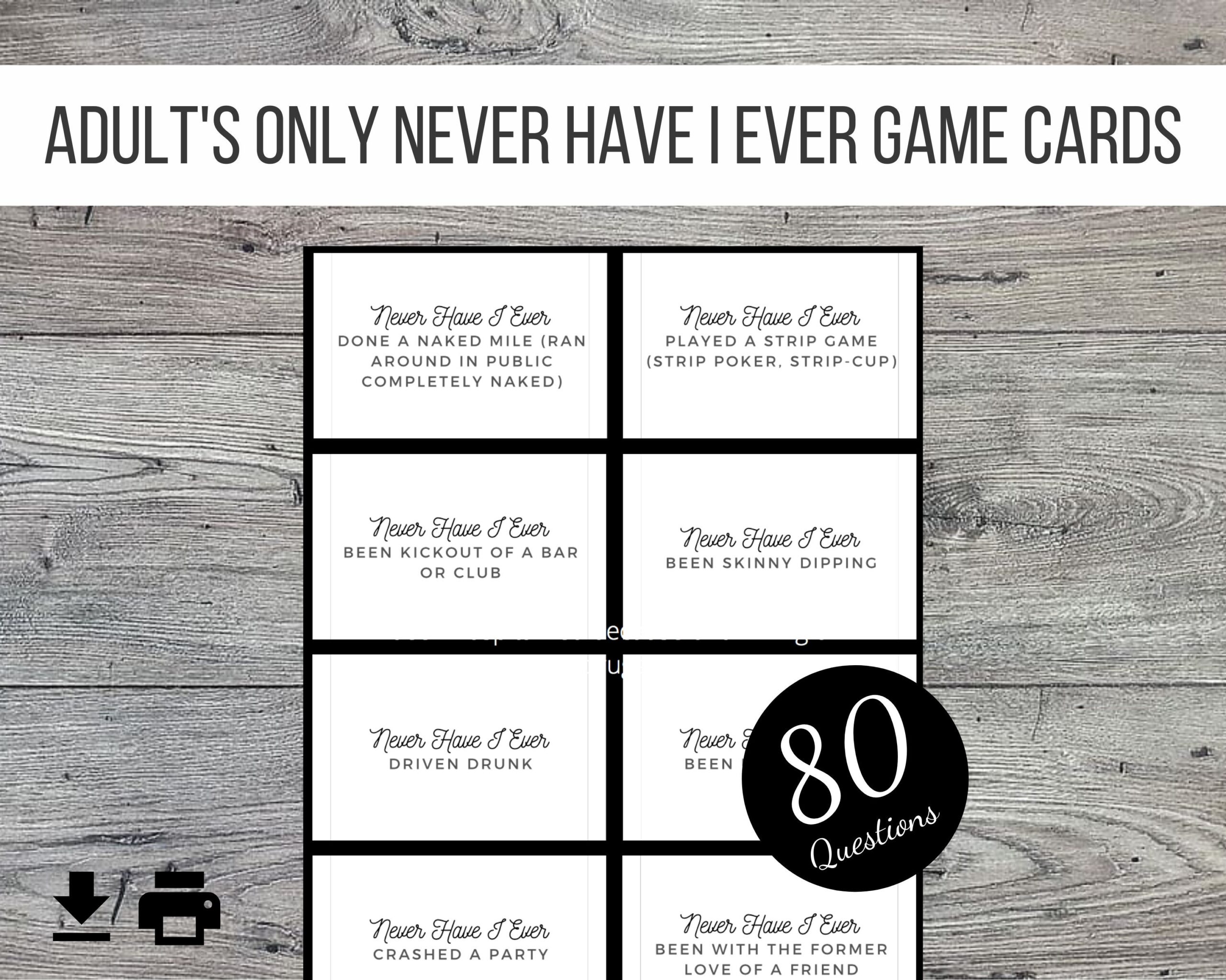 Adults Only Never Have I Ever Printable Party Game 80 Cards Etsy New Zealand