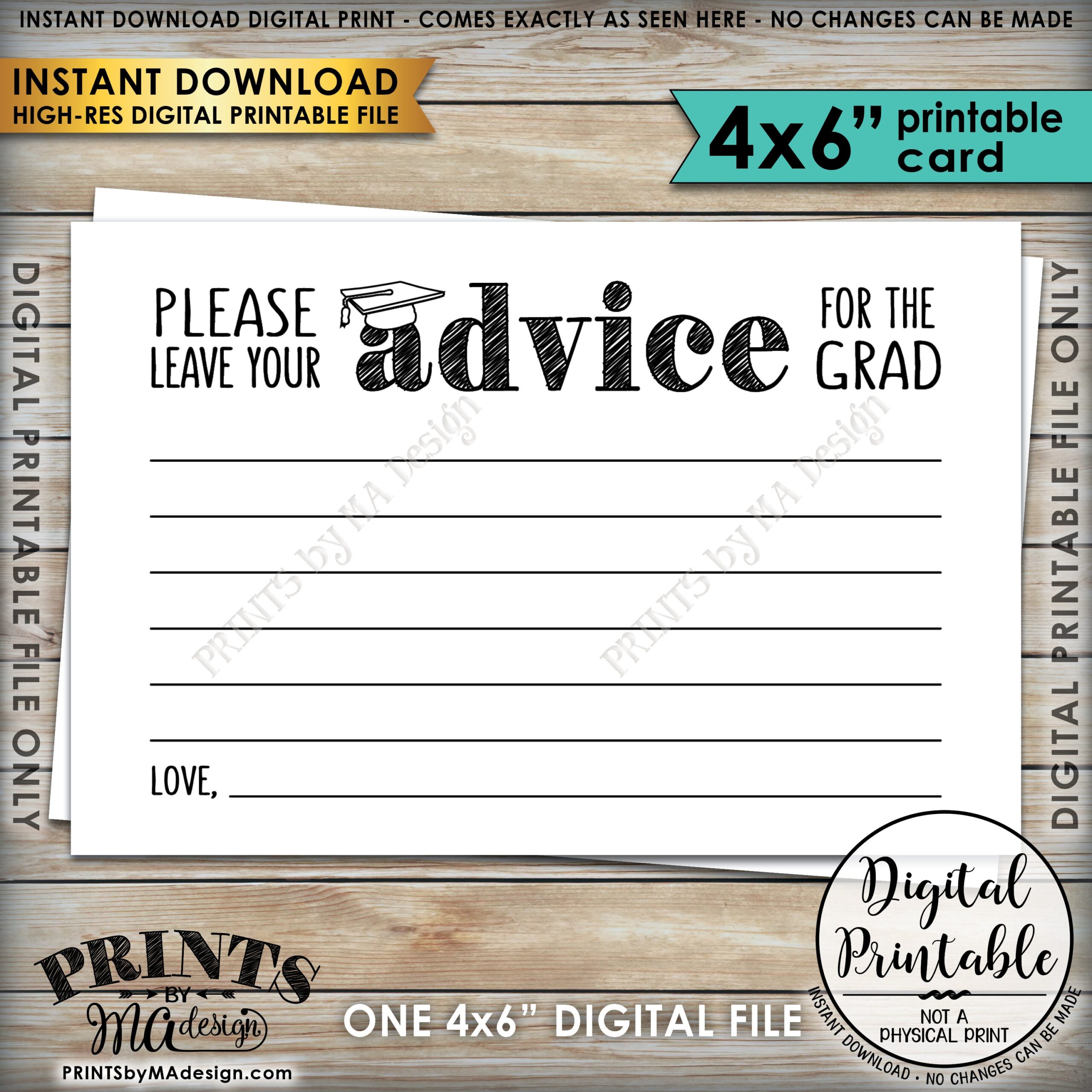 Advice For Graduate Please Share Your Advice With The Graduate Advice Cards Grad Party Graduation Party PRINTABLE 4x6 Digital File