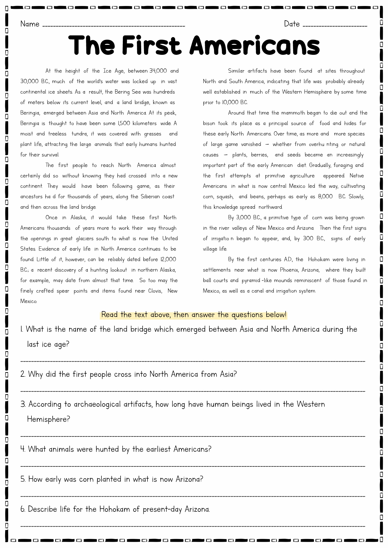 African American History Worksheet For 7th 9th Grade Lesson Planet Worksheets Library