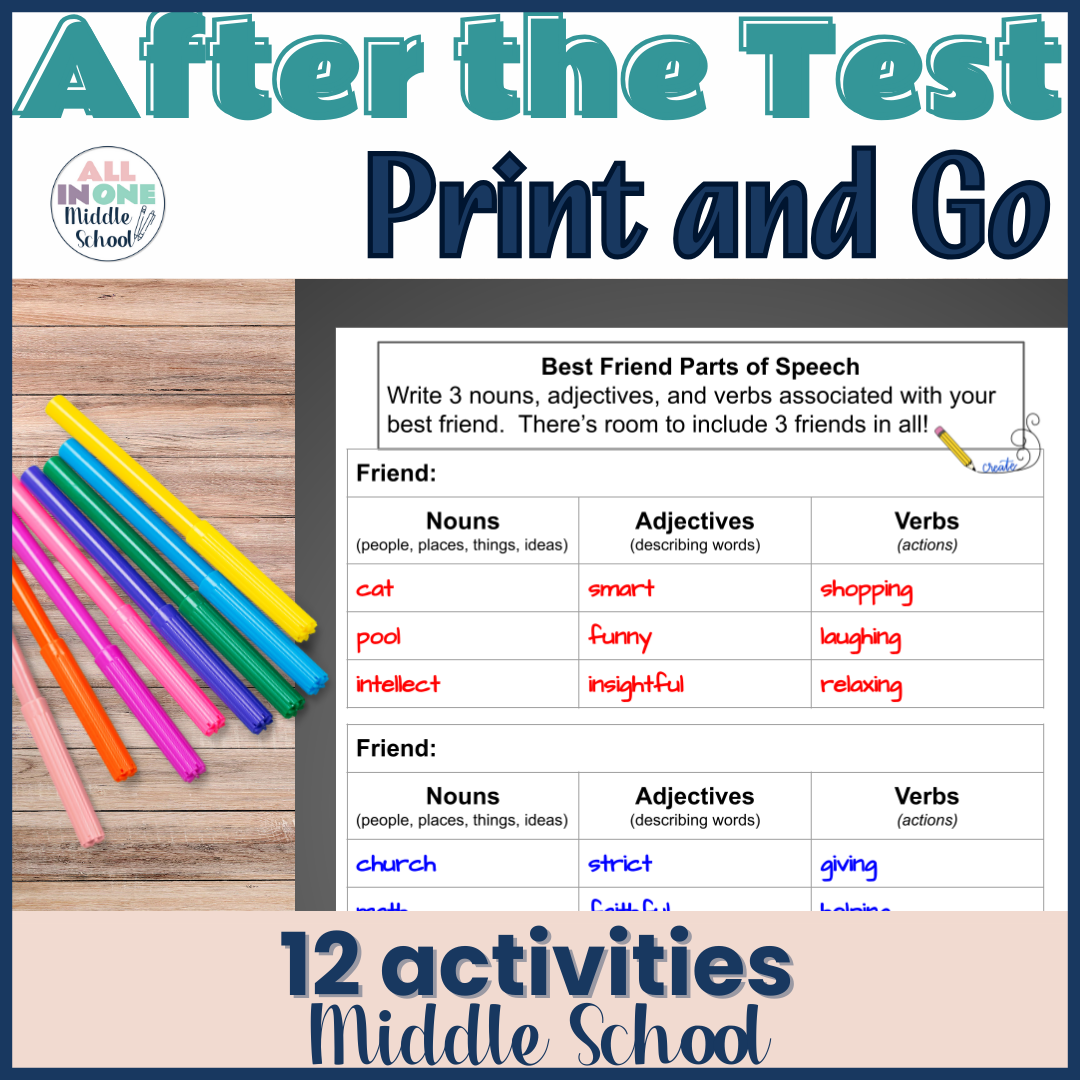 After Testing Printable Activities For Middle School Classful