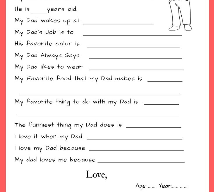 All About My Dad Questionnaire Free Printable The Keele Deal