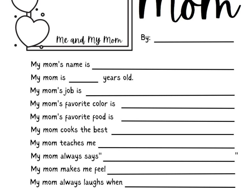 All About My Mom Questionnaire Mother s Day Craft Mother s Day Worksheet Gift For Mom From Kids Mother s Day Gift Grandma And Aunt Etsy