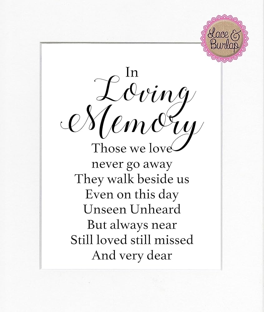 Amazon 8x10 UNFRAMED PRINT In Loving Memory Those We Love Don t Go Away Print Sign Memorial Remembrance Wedding Or Home Sign In Loving Memory Wall D cor White Home Kitchen