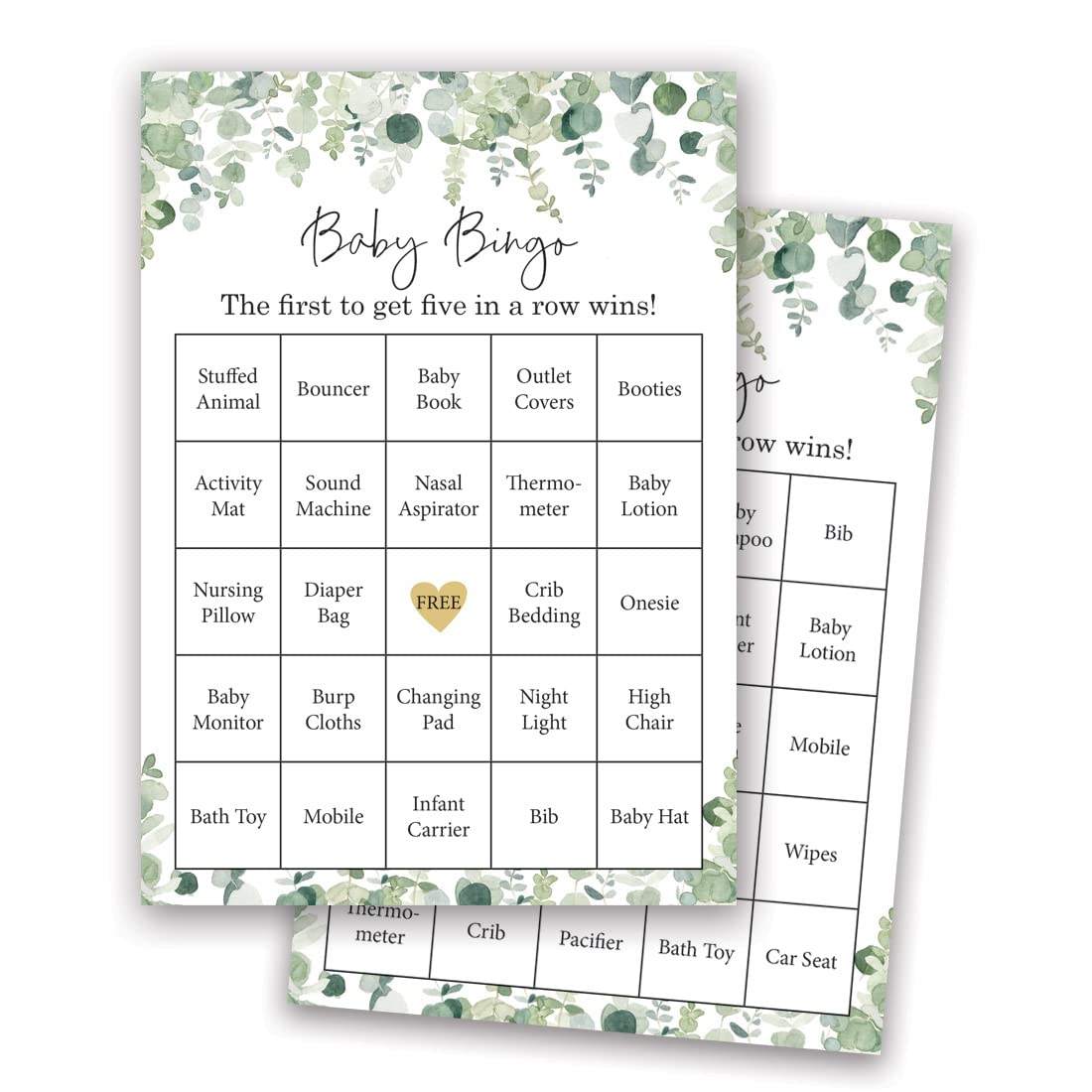 Amazon InvitationHouse 60 Prefilled Baby Shower Bingo Cards Eucalyptus Foliage Home Kitchen