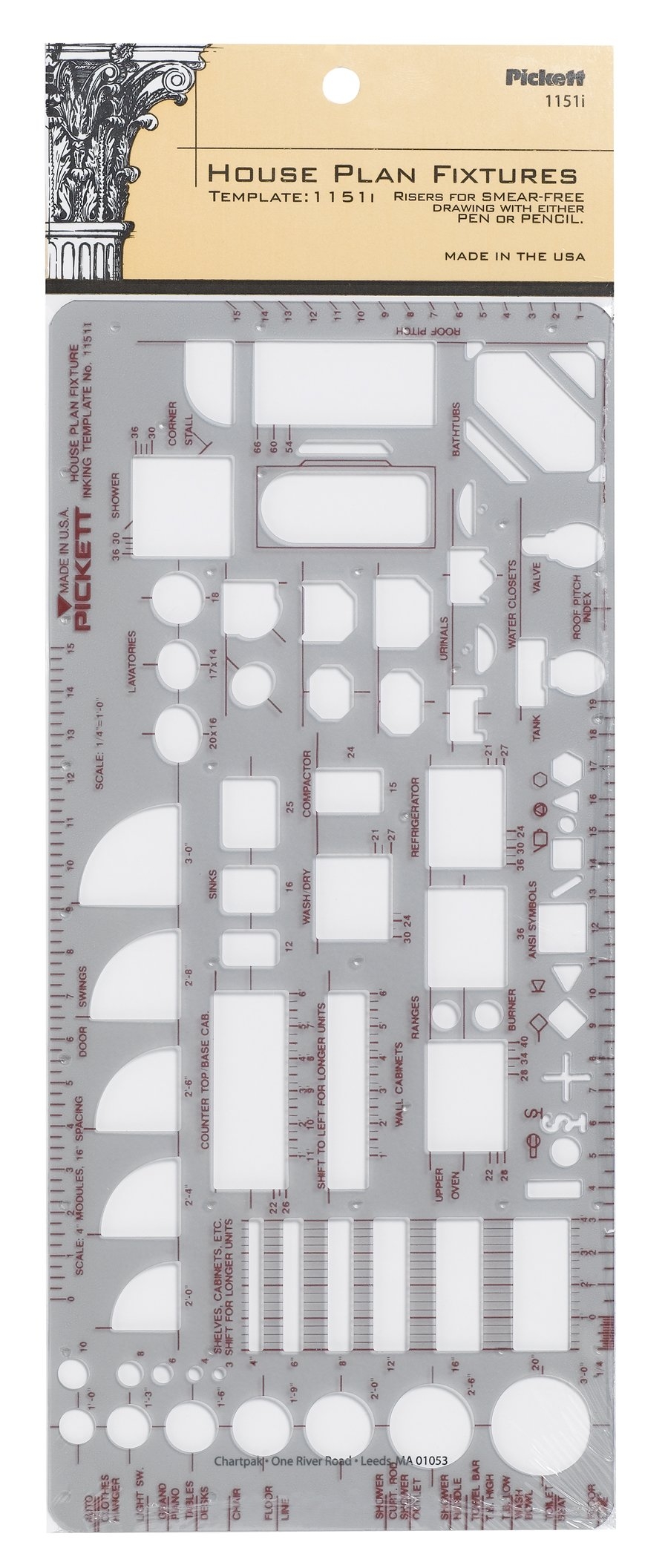 Amazon Pickett House Plan Fixtures Kitchen And Bath Template 1 4 Inch Scale 1151I Technical Drawing Templates Office Products