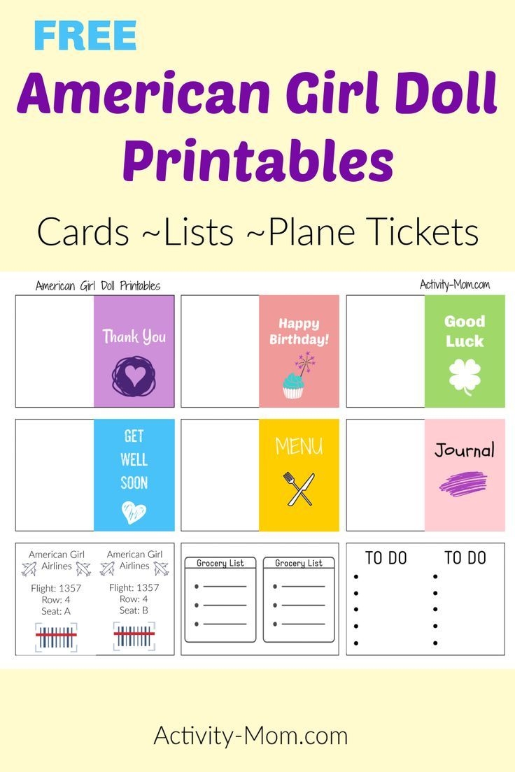 American Girl Doll Printables free 