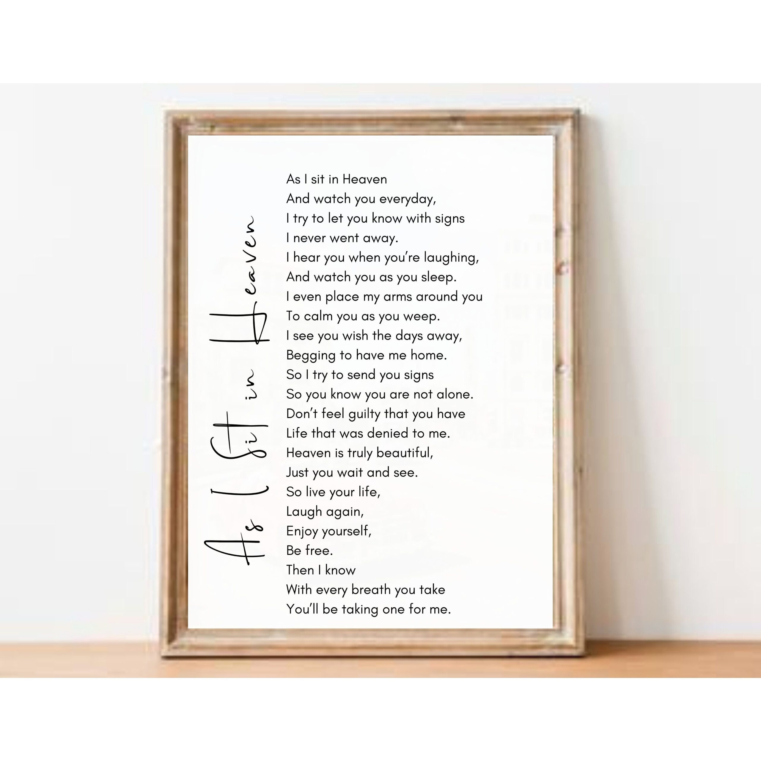 As I Sit In Heaven Printable Poem Digital Download Grief Quote A Letter From Heaven Bereavement Messages Etsy