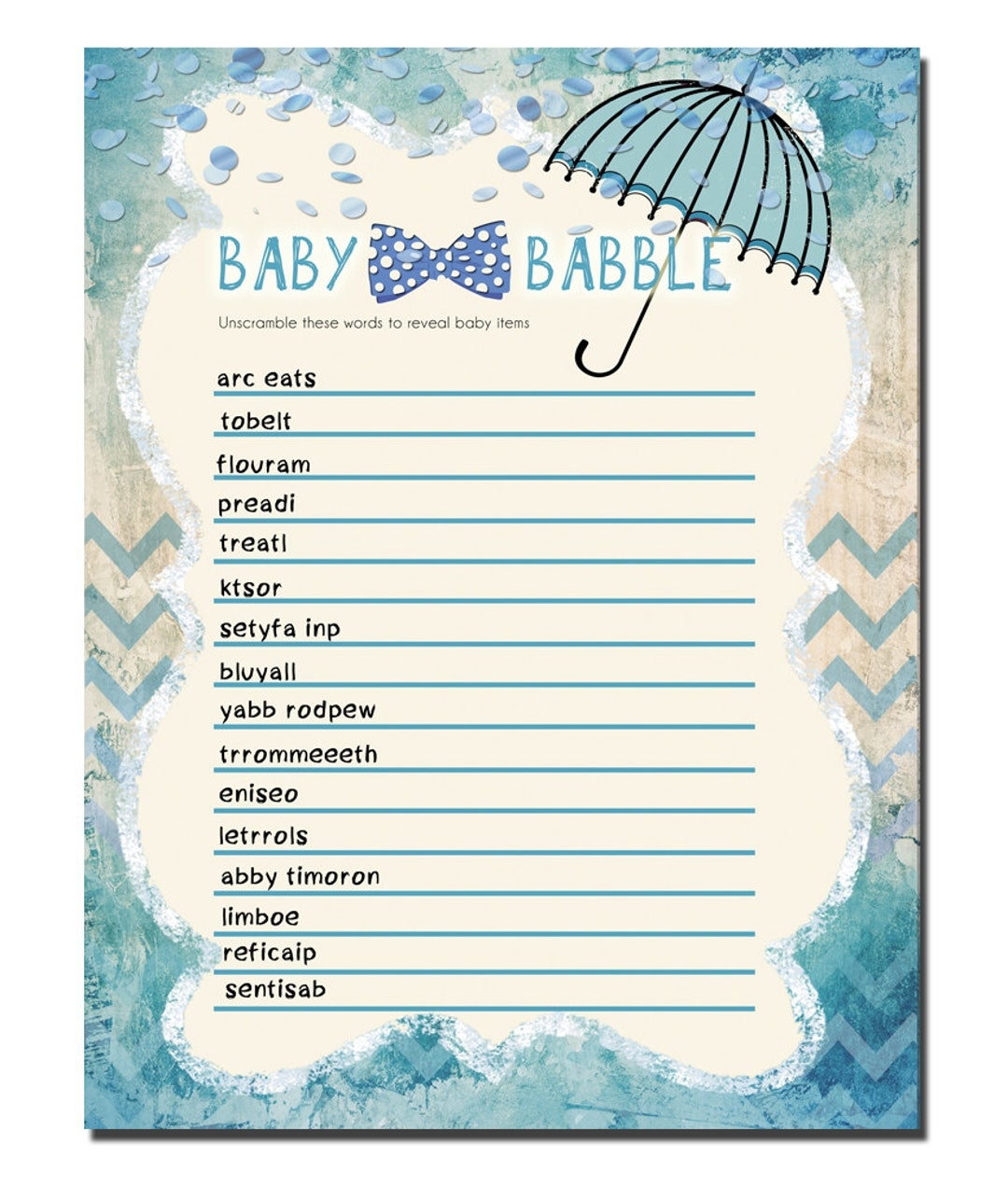 Baby Babble Word Scramble Printable