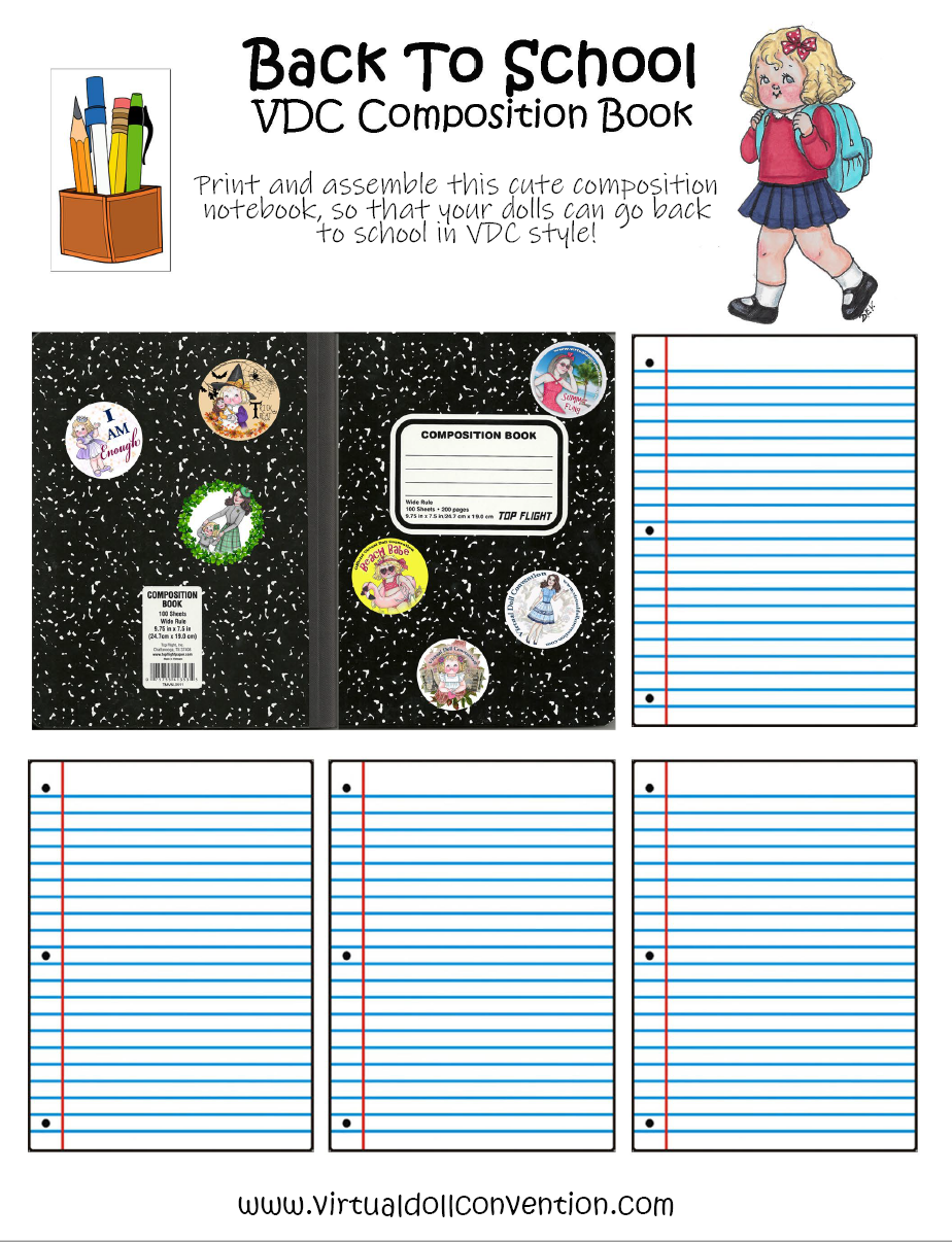 Back To School Composition Book For Your Dolls FREE PRINTABLE CRAFT VDC
