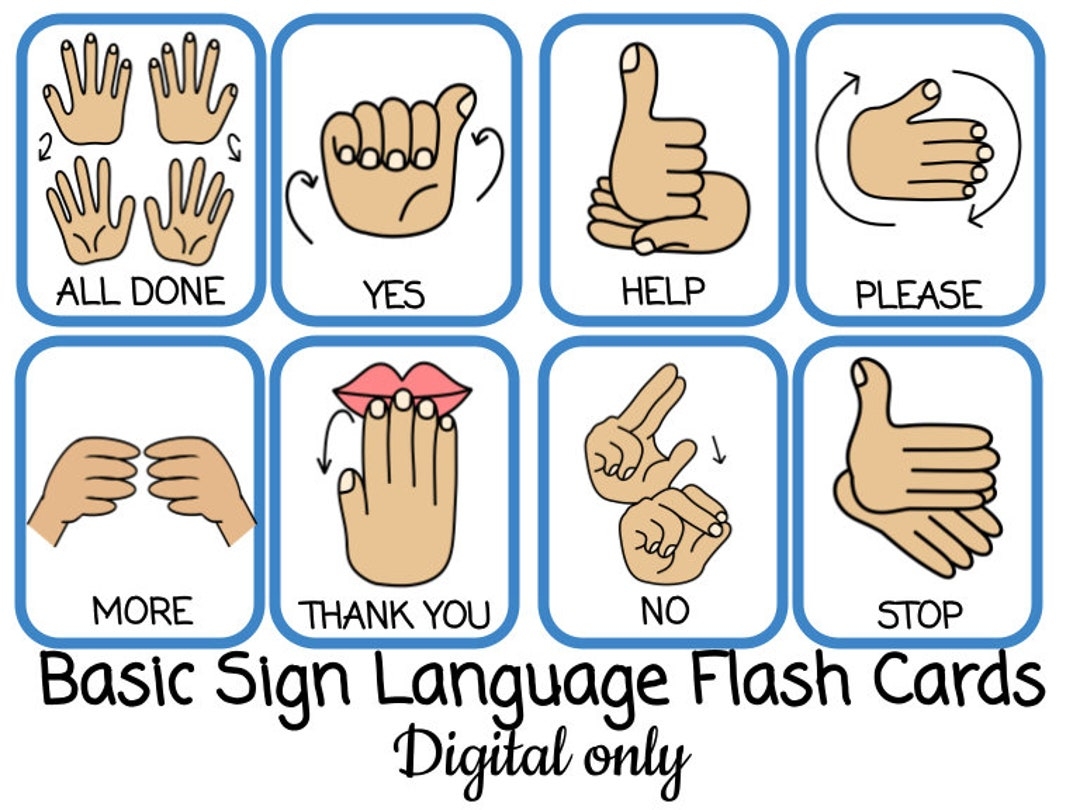 Basic Sign Language DIGITAL Pack 16 Sign Language Cards ASL American Sign Language Etsy New Zealand