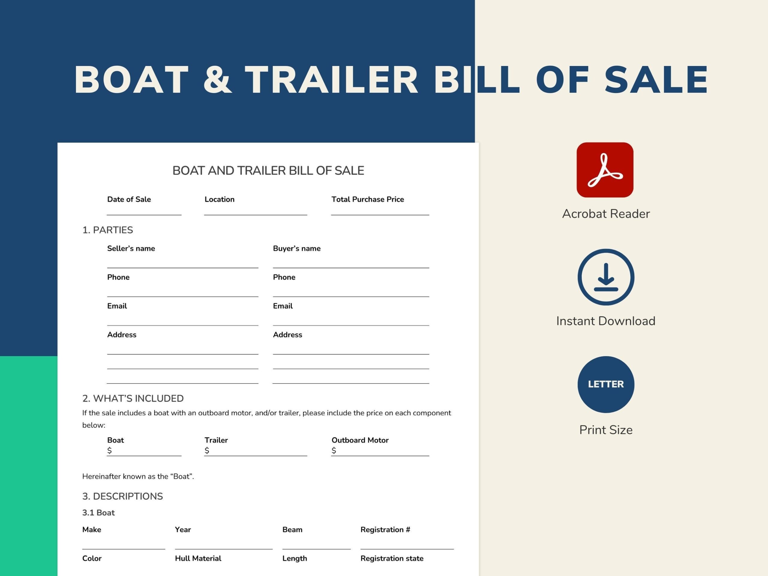 Printable Asis Bill Of Sale For A Boat