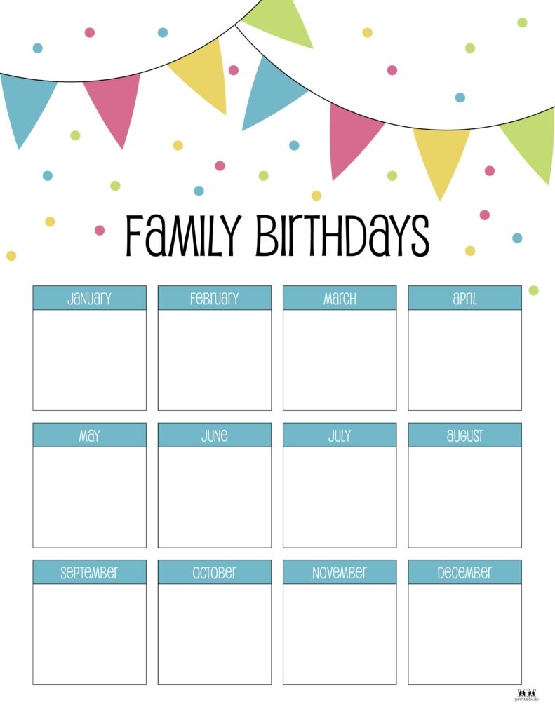 Birthday Calendars Trackers 20 FREE Printables Printabulls