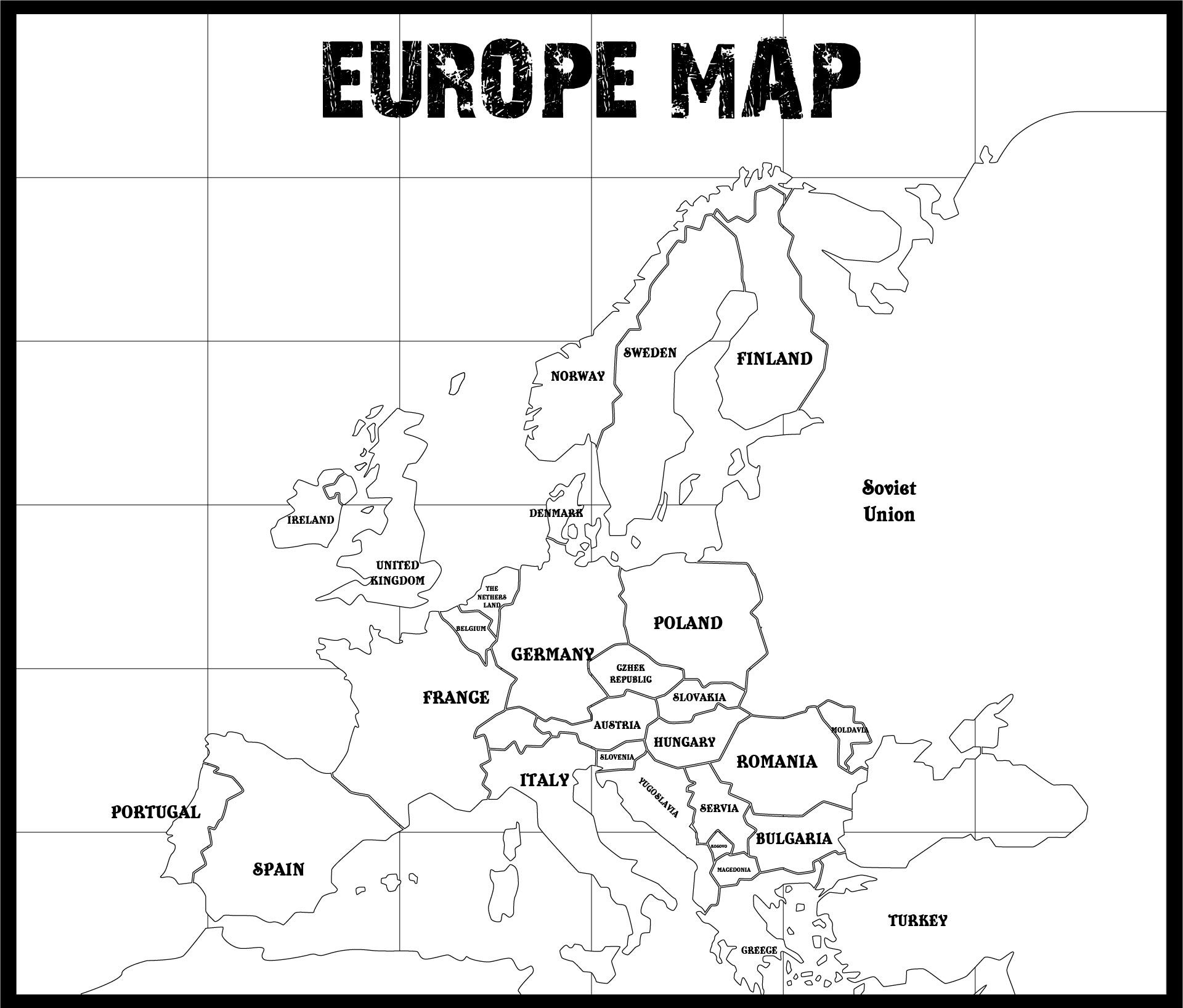 Blank Outline Map Europe WWII Europe Map Map Outline Map Worksheets Library