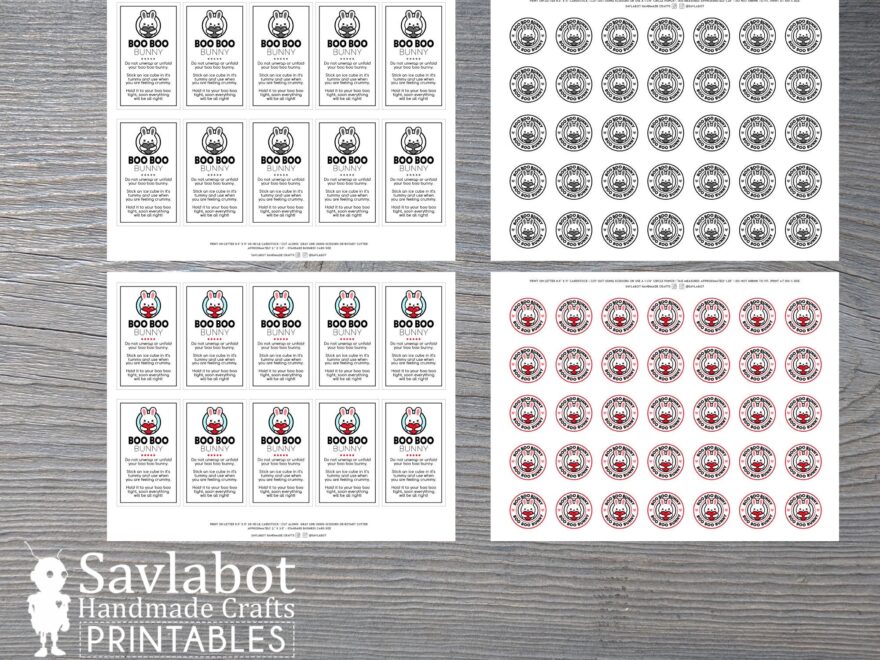 Boo Boo Bunny Printable Tag Set Etsy