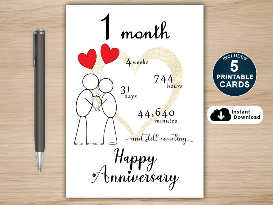 Buy 1 Month Anniversary Card Printable Printable Anniversary Card One Month Anniversary Card Online In India Etsy