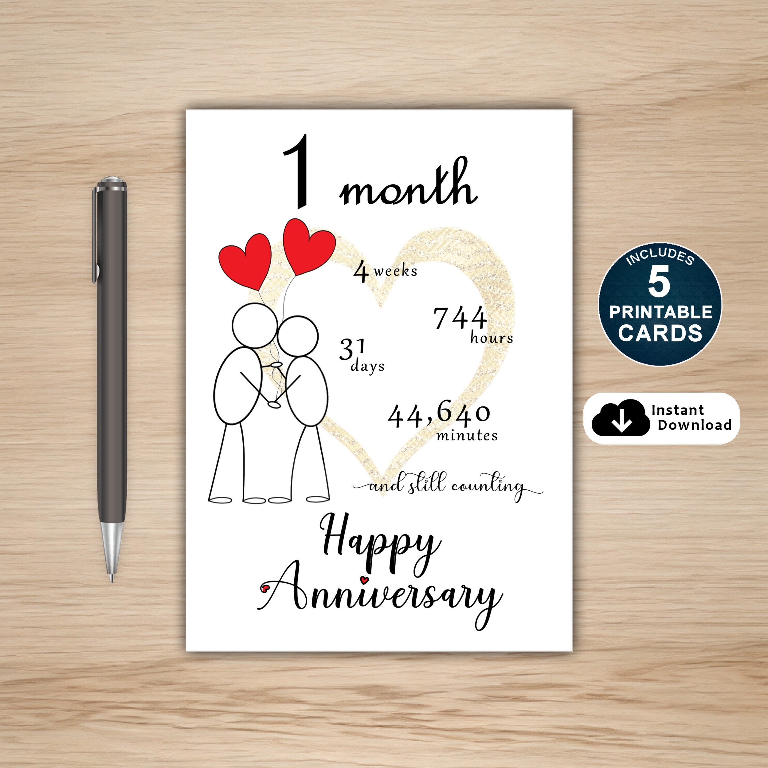 Buy 1 Month Anniversary Card Printable Printable Anniversary Card One Month Anniversary Card Online In India Etsy