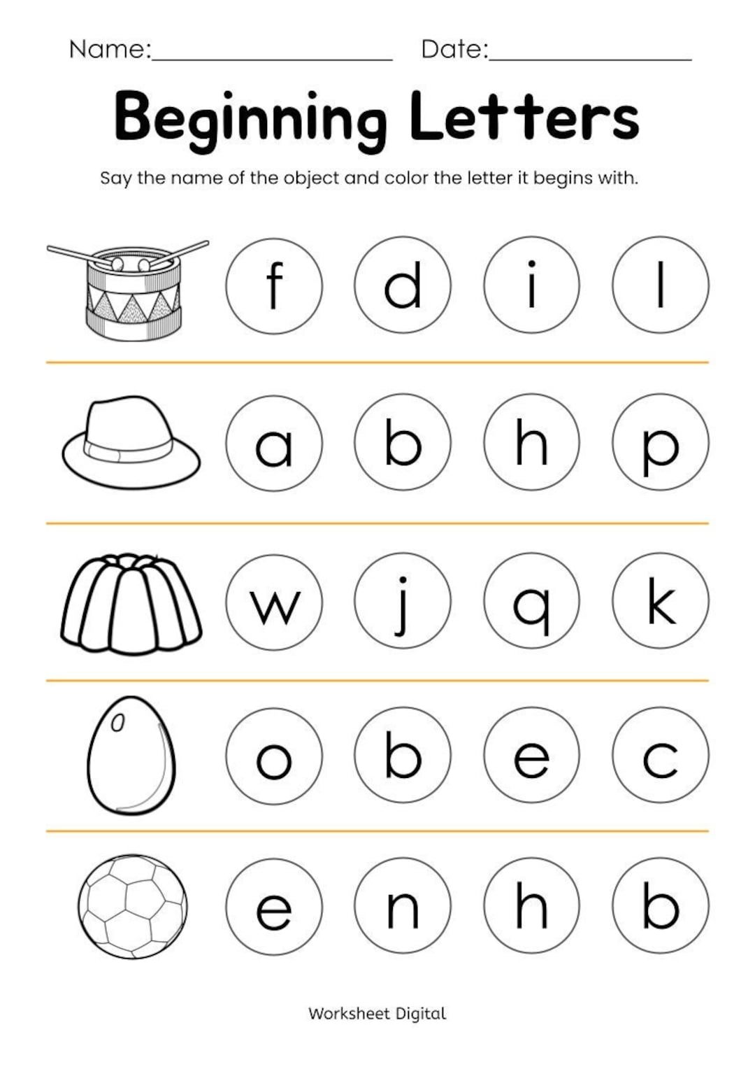 Buy 10 Printable Beginning Letters Worksheets For Kindergarten Preschool Homeschool Educational Printables Online In India Etsy