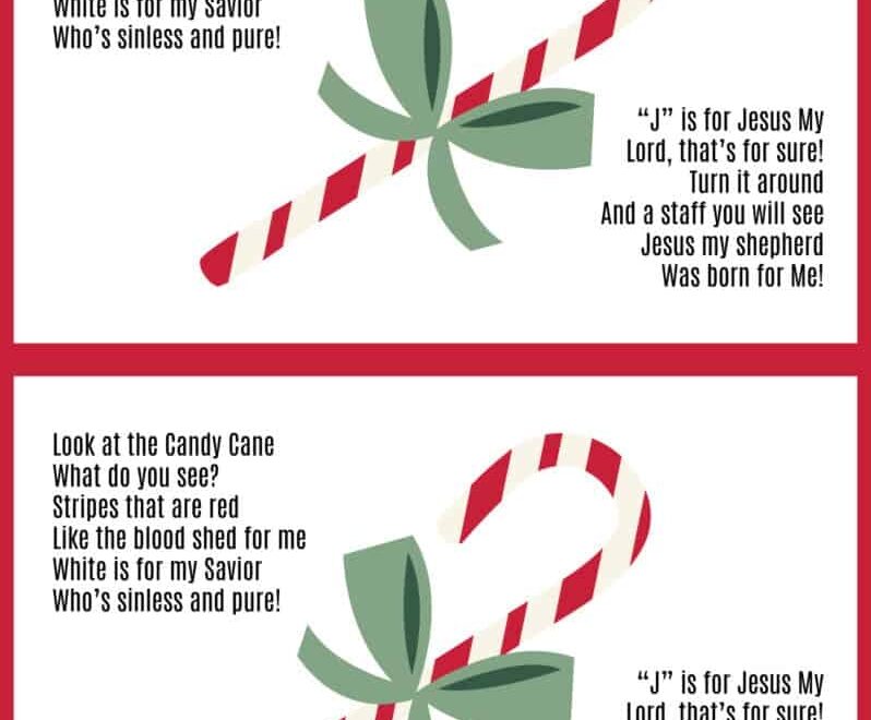 Candy Cane Poem About Jesus Free Printable PDF Handout Christmas Story Object Lesson For Kids