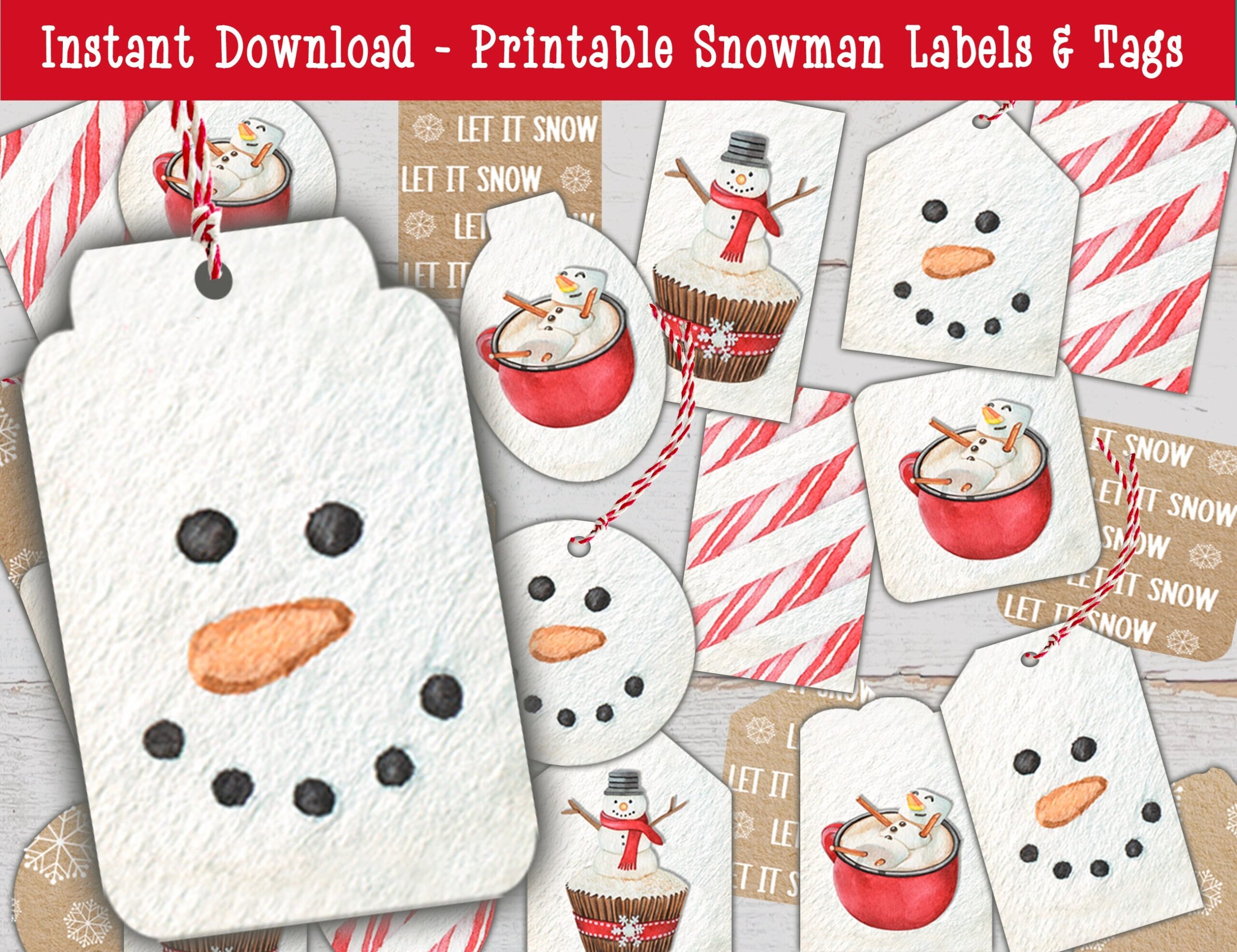 Christmas Gift Tags Snowman Printable Hot Cocoa Tag Winter Ephemera Snowman Favor Topper Snowman Party Snowman Face Gift Bag Tag Kids Etsy