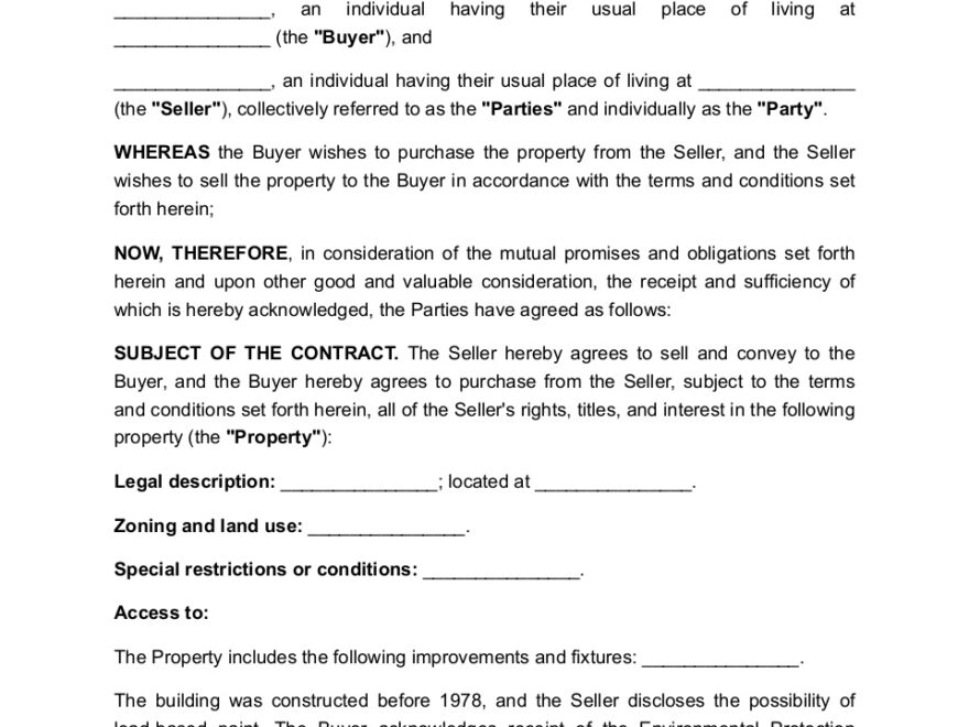 Contract For Deed Template Download PDF Lawrina