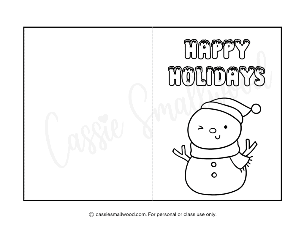 CUTE Christmas Cards To Color Cassie Smallwood