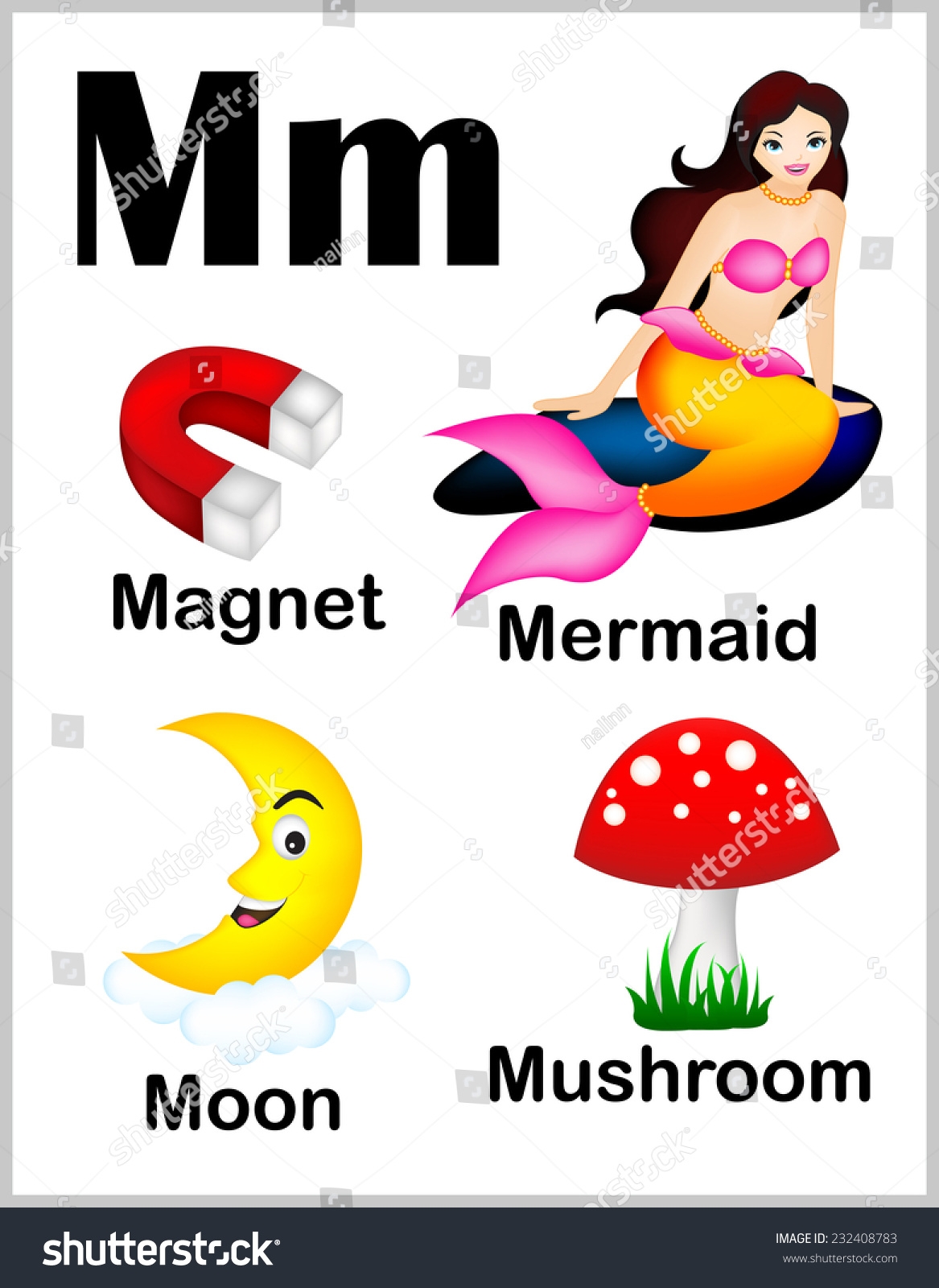 Cute Colorful Alphabet Letter M Set Stock Vector Royalty Free 232408783 Shutterstock