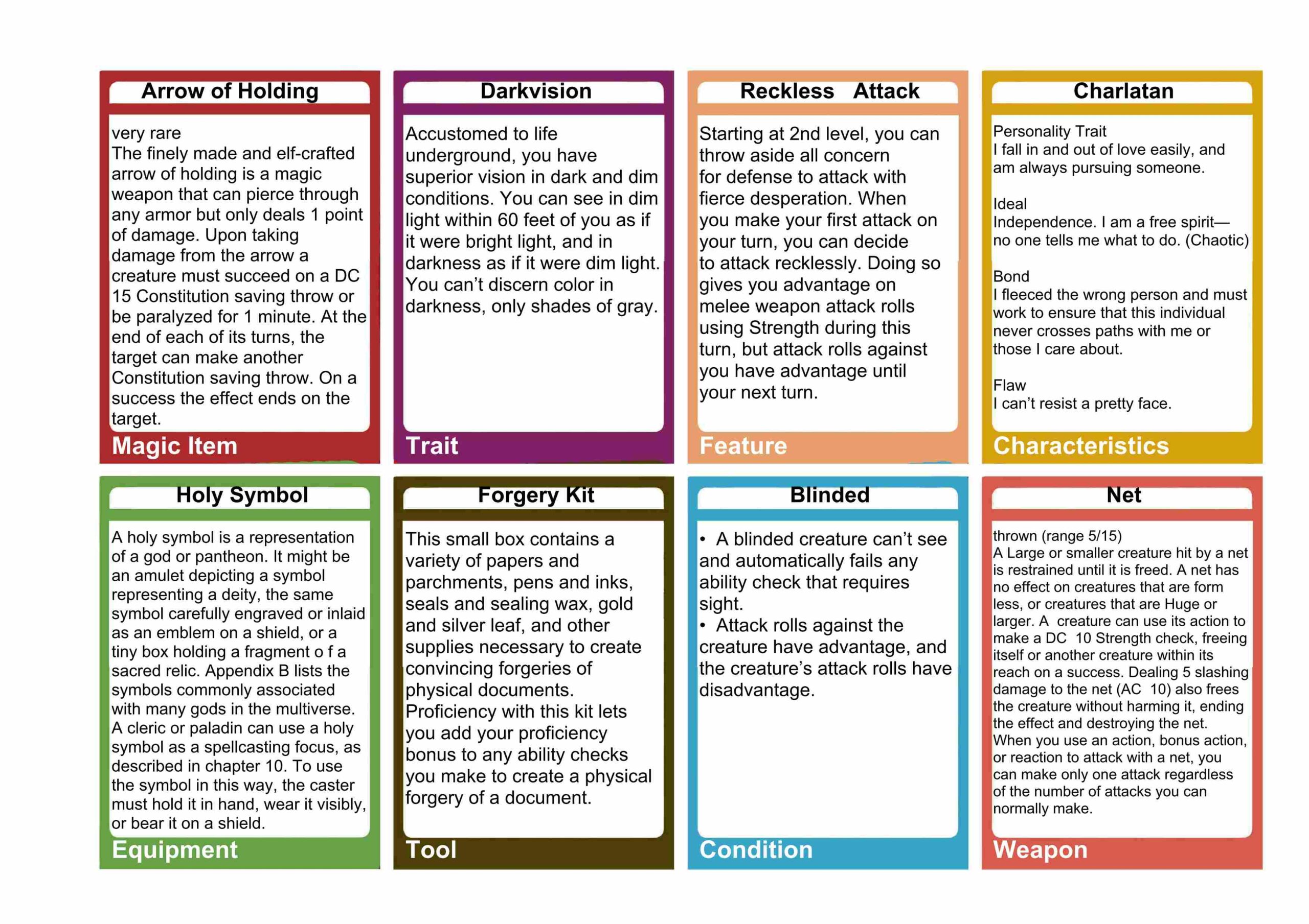 D&D 3.5 Printable Spell Cards